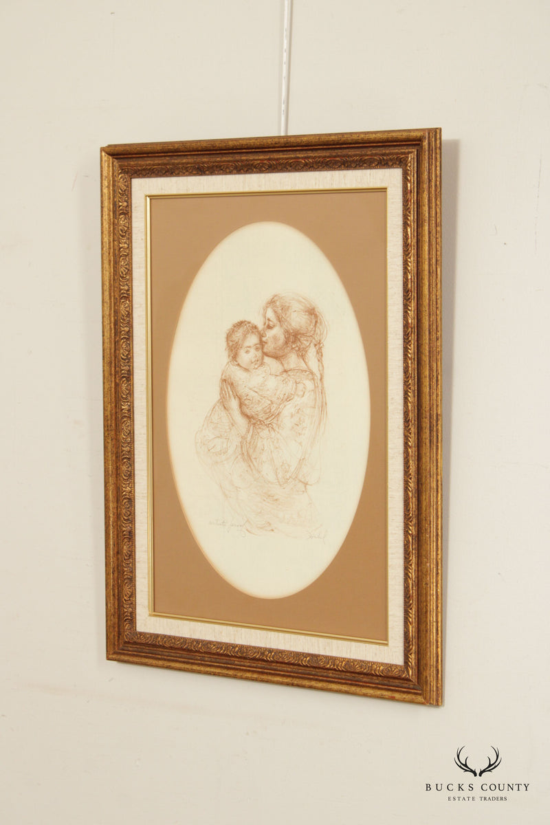 Edna Hibel 'Sandy Kissing Baby' Artist's Proof Lithograph