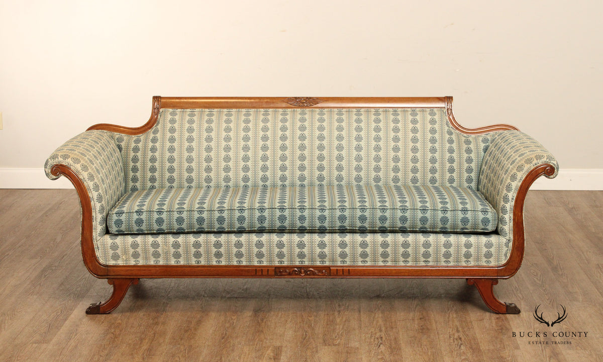 Duncan Phyfe Style Vintage Carved Mahogan Sofa