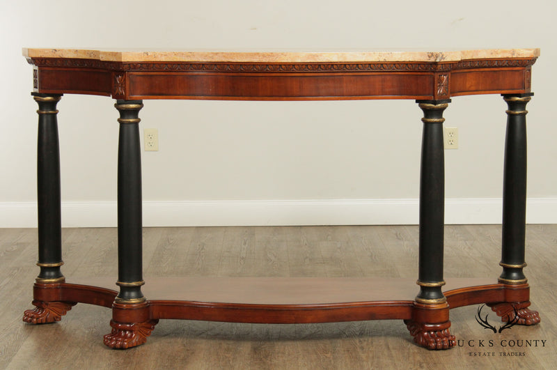 Quality Empire Style Serpentine Marble Top Console Table