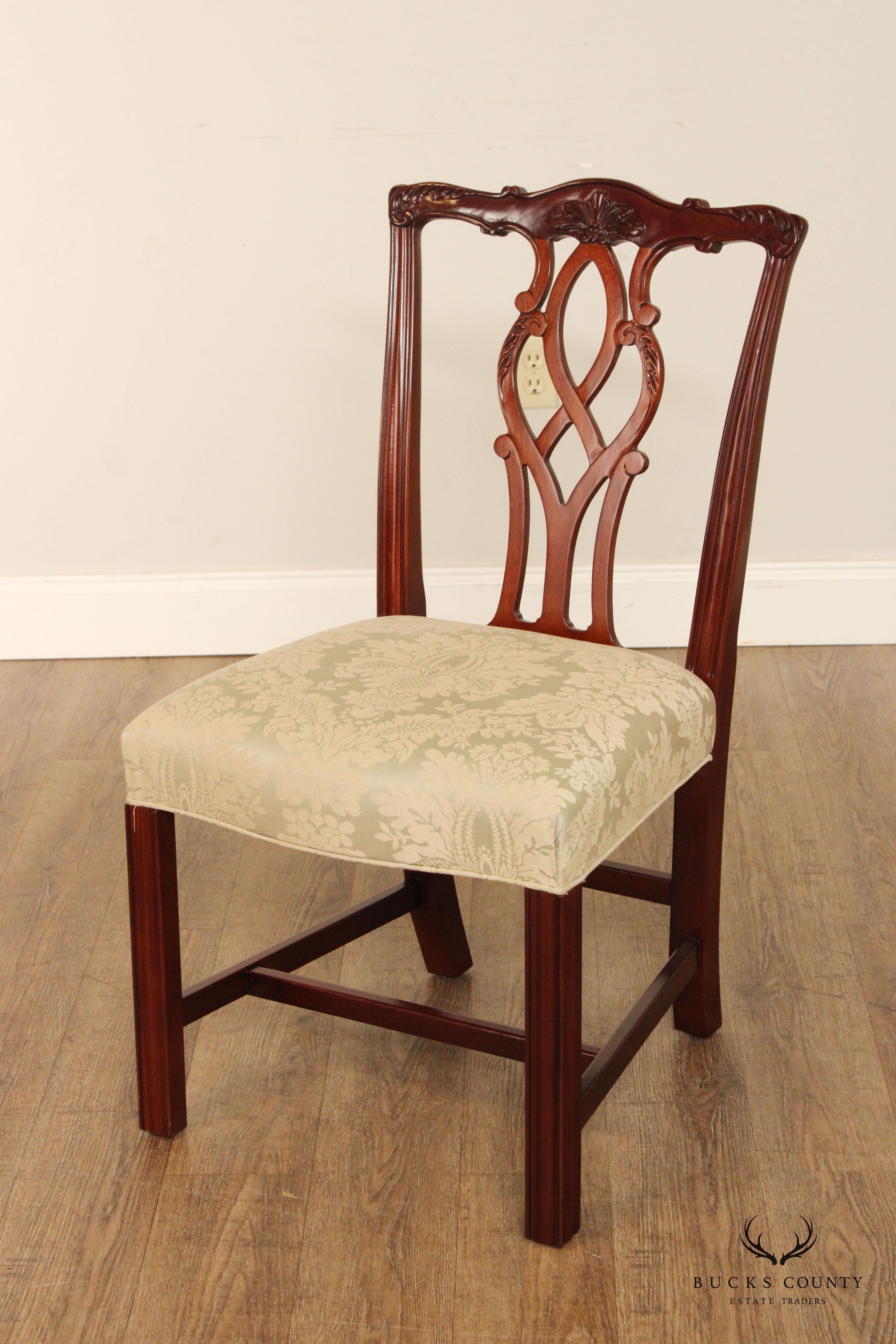 Kindel Chippendale Style Set Six Mahogany Dining Chairs