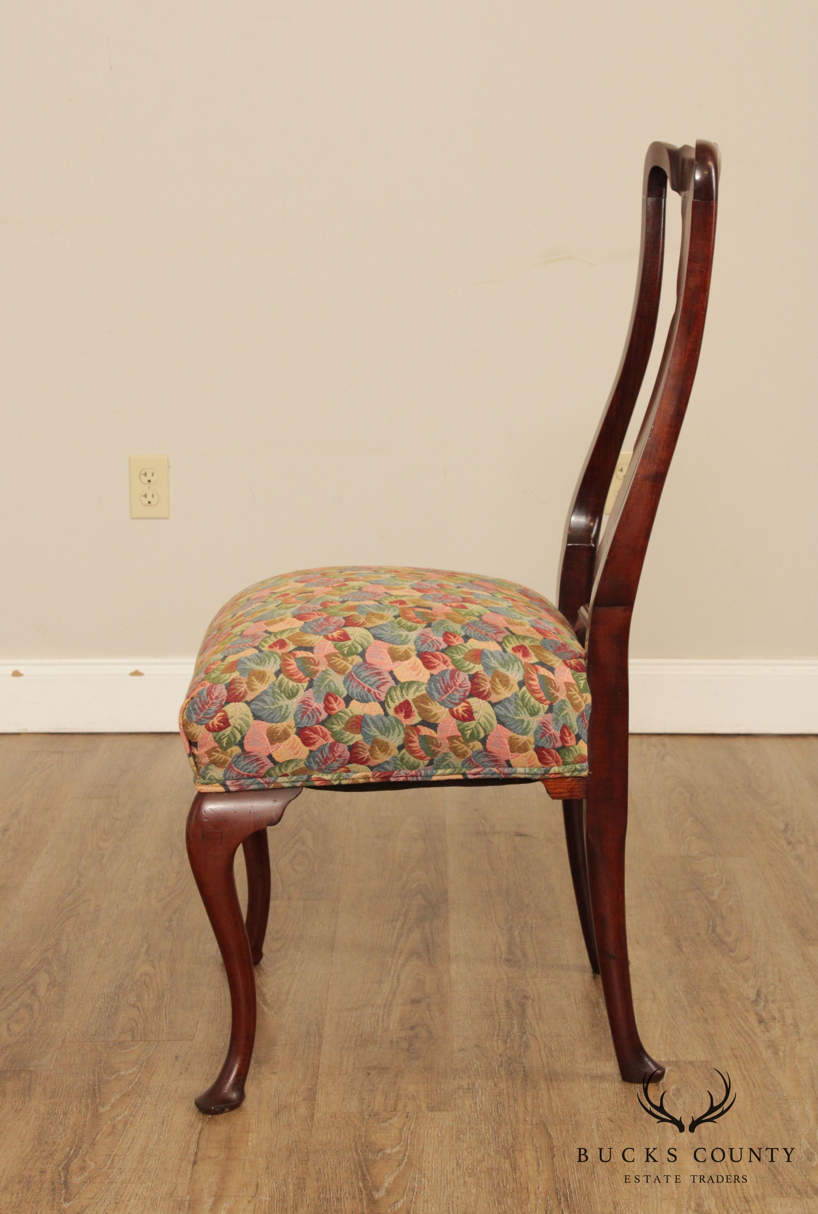 Queen Anne Style Custom Quality Antique Mahogany Side Chair