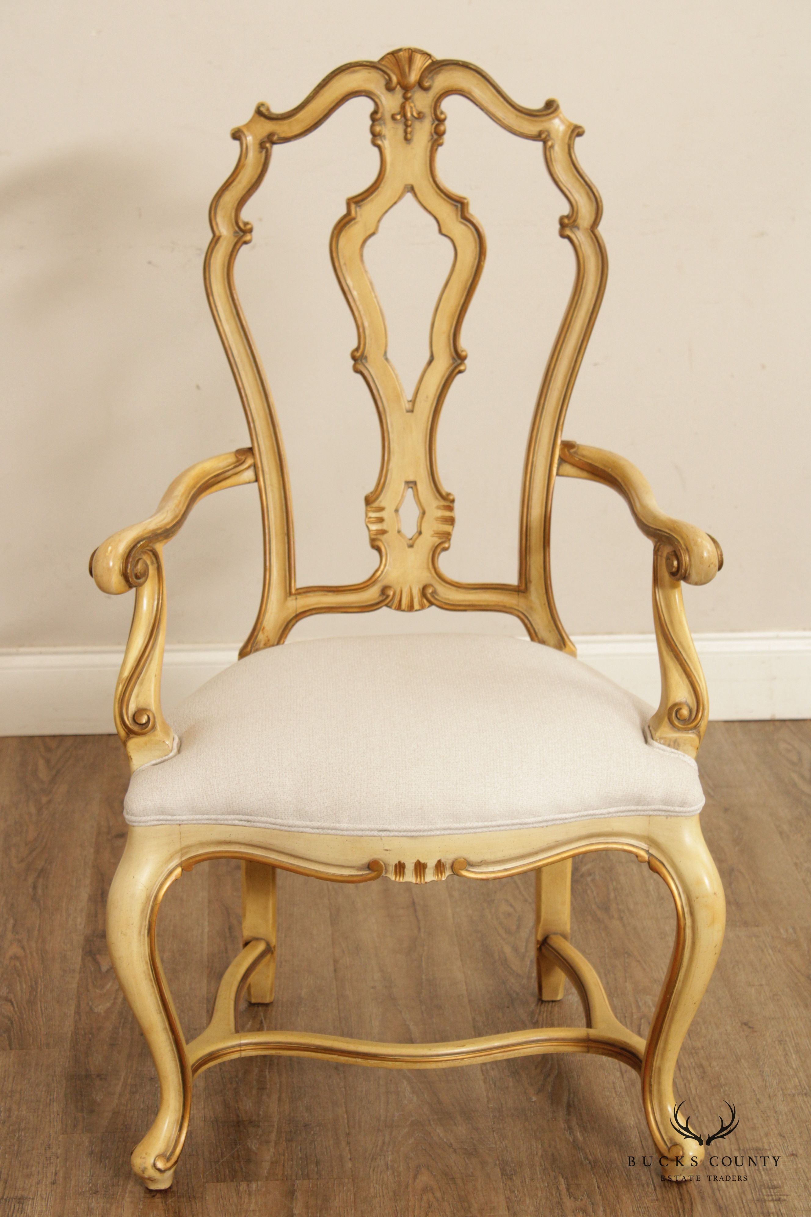 Karges Country French Style Pair of Painted Armchairs