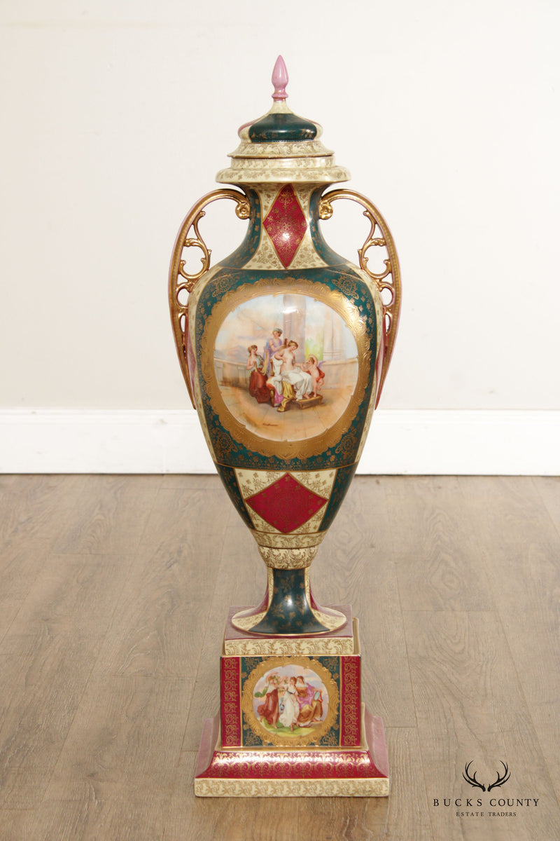 Antique Royal Vienna Hand-Painted Porcelain Urn