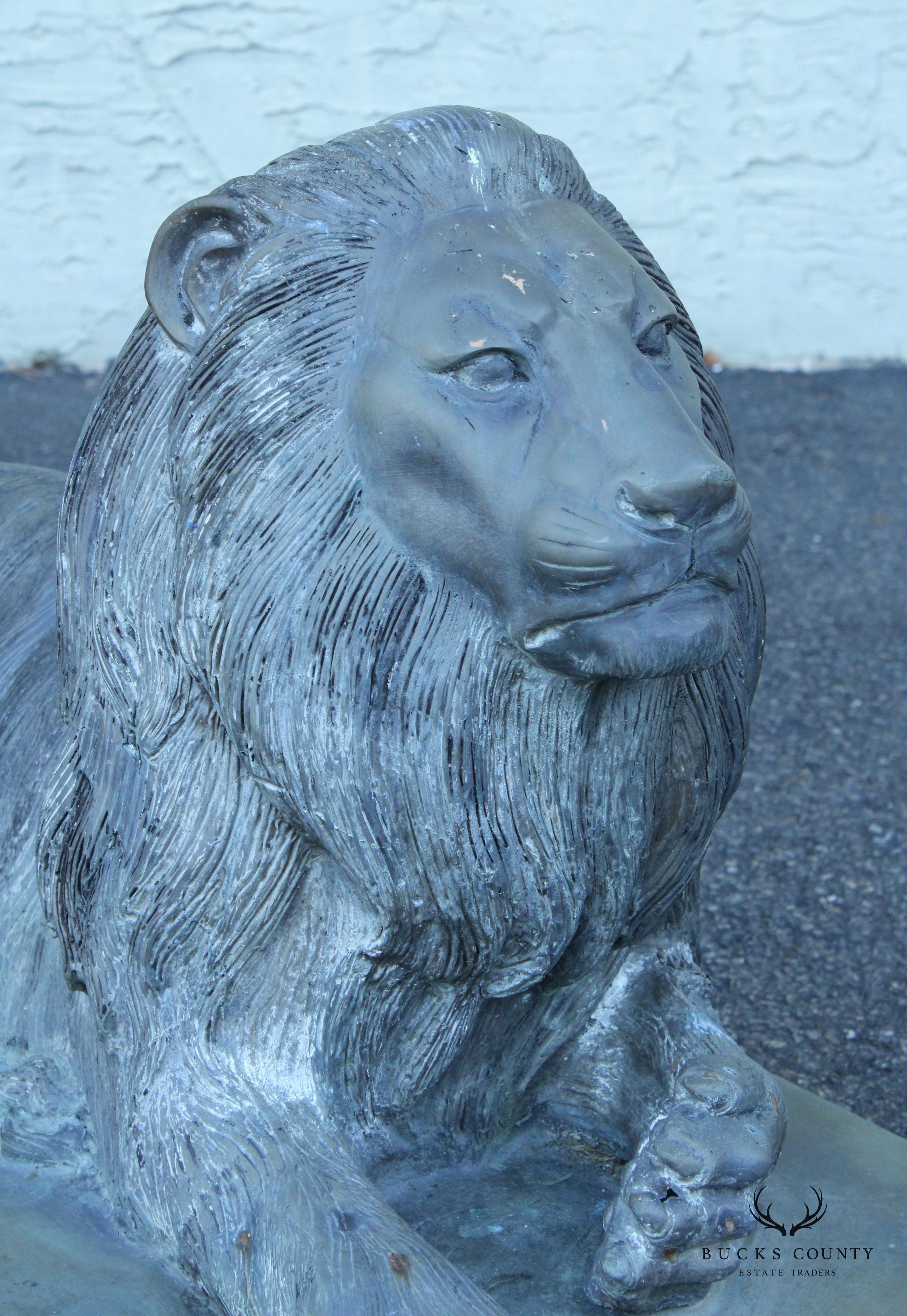 Vintage Pair Of Outdoor Bronze Guardian Lion Statues