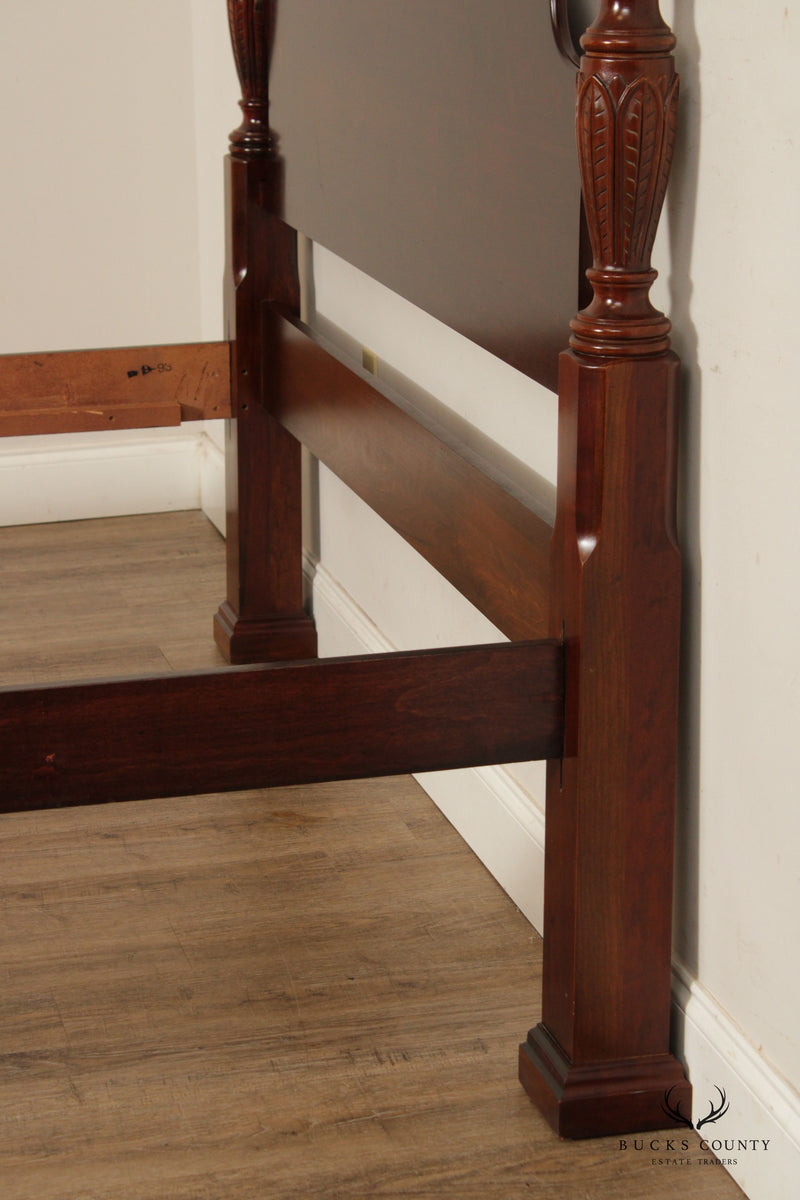Queen Size Rice-Carved Cherry Poster Bed Frame