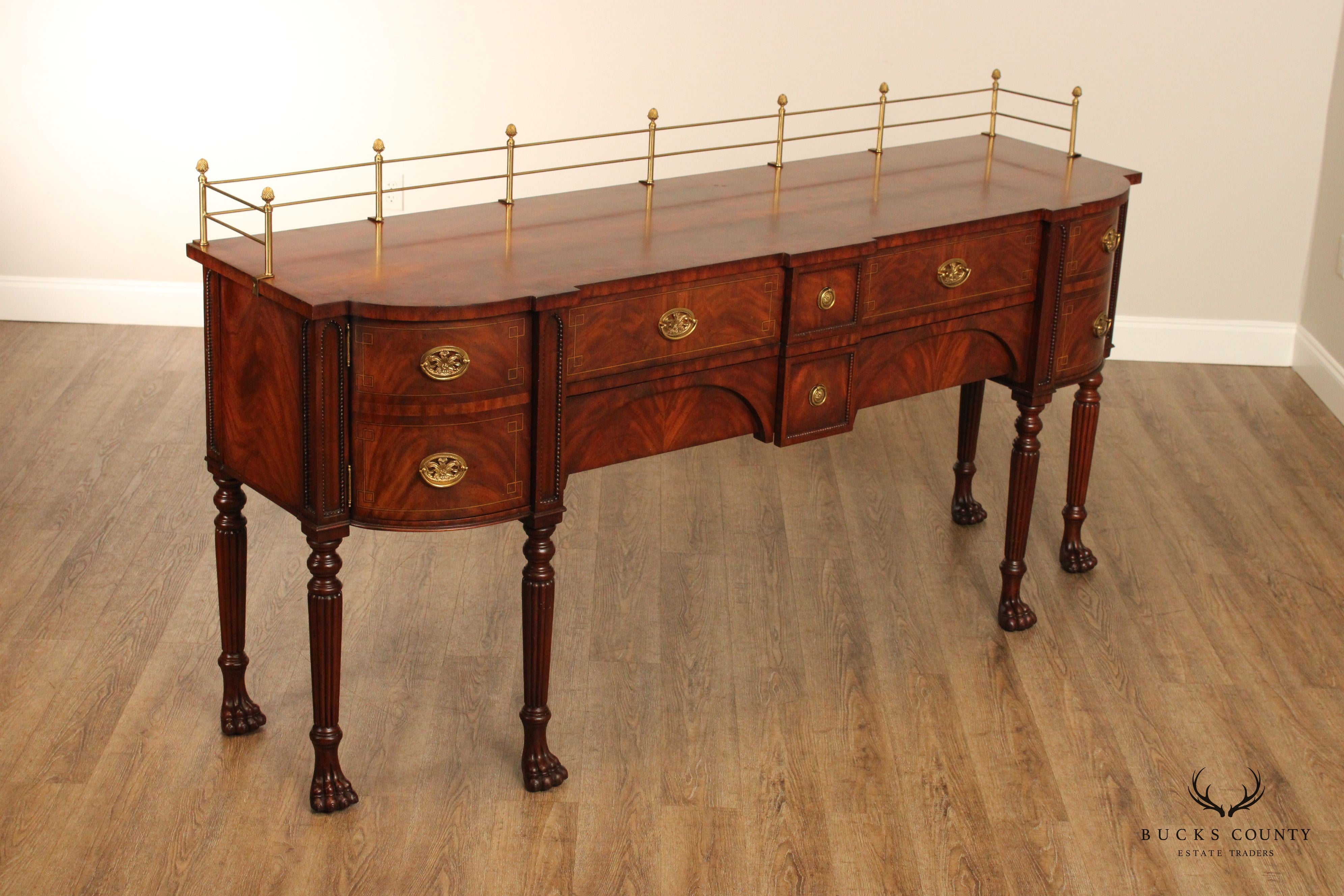 Maitland Smith English Regency Style Mahogany Paw Foot Sideboard