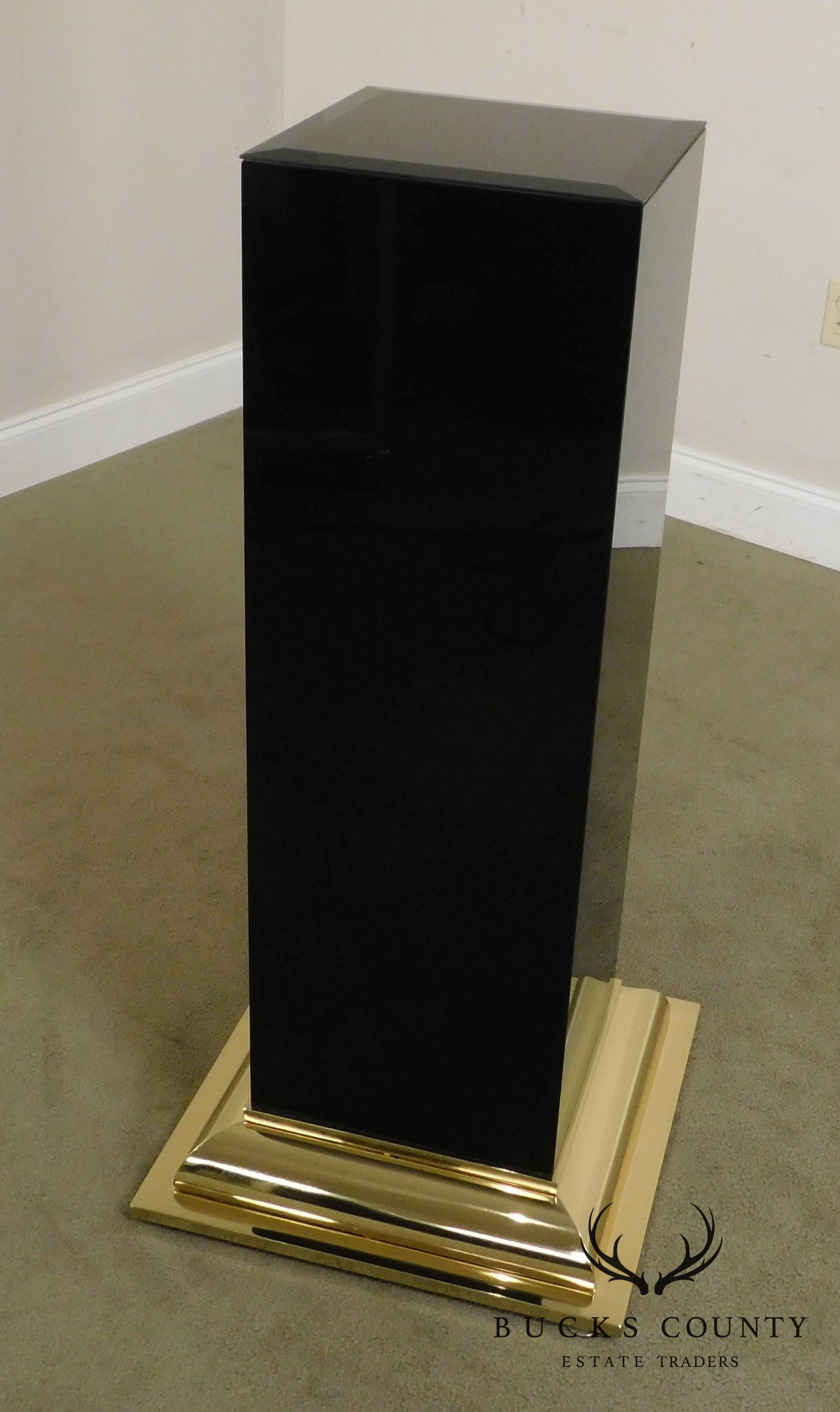 Vintage Modern Black and Gold Pedestal