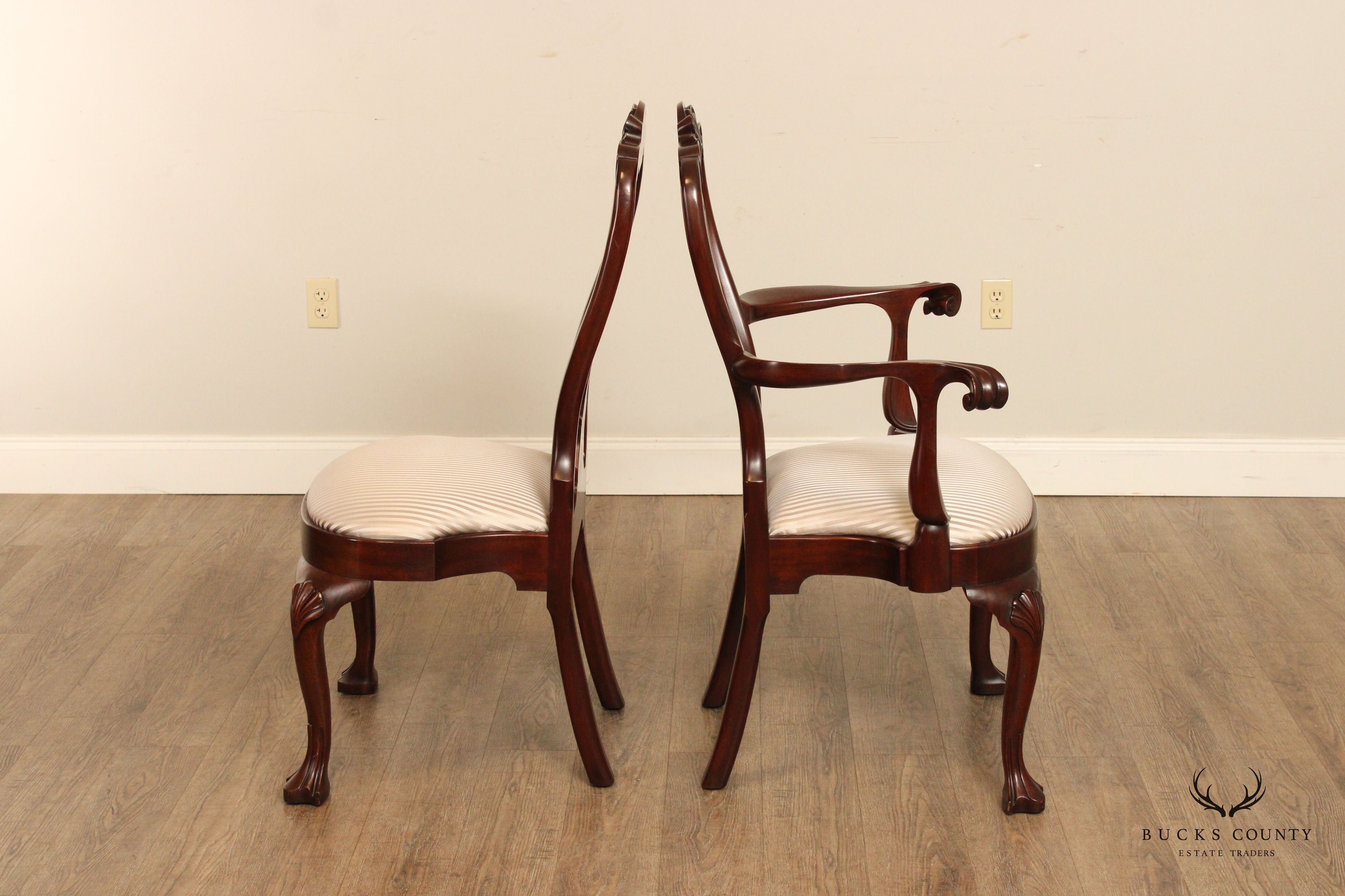 Henkel Harris Philadelphia Queen Anne Style Set Eight Mahogany Dining Chairs