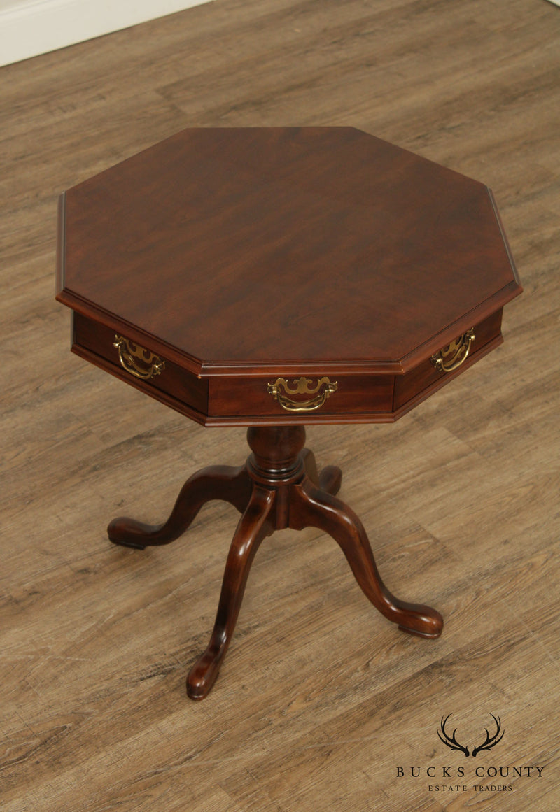 Drexel Heritage Vintage Cherry Queen Anne Pedestal Lamp Table