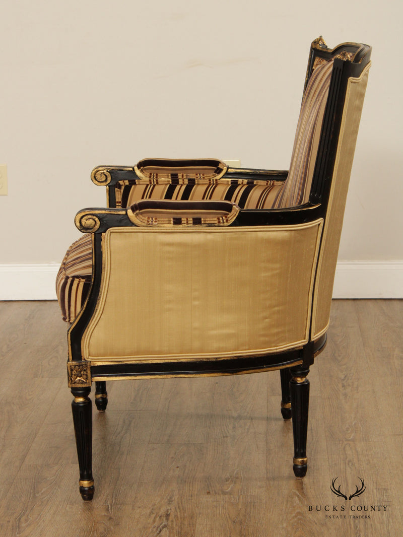 Century Furniture French Louis XVI Style Painted Bergere Armchair