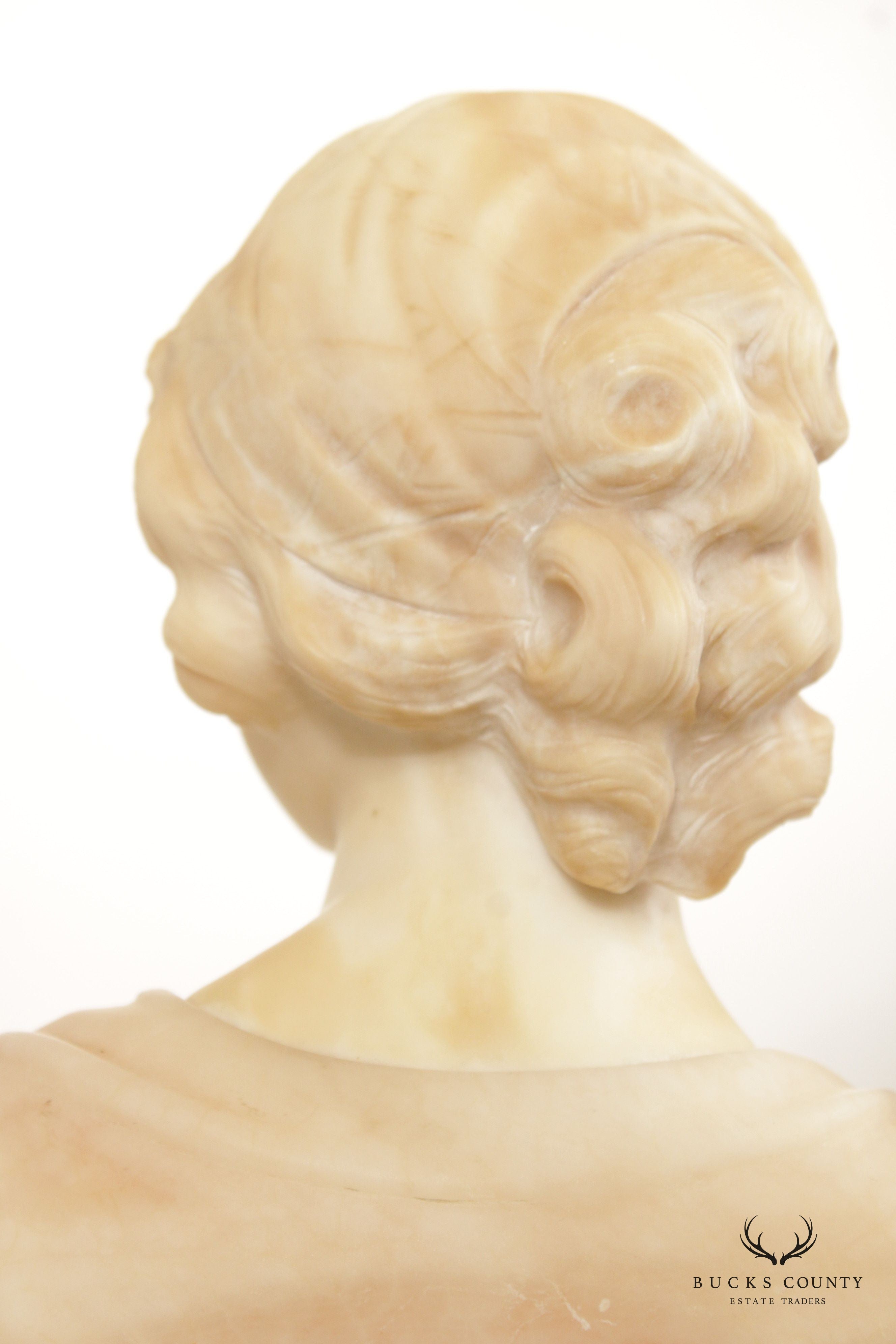 Antique Art Nouveau Alabaster Bust, After Giuseppe Bessi