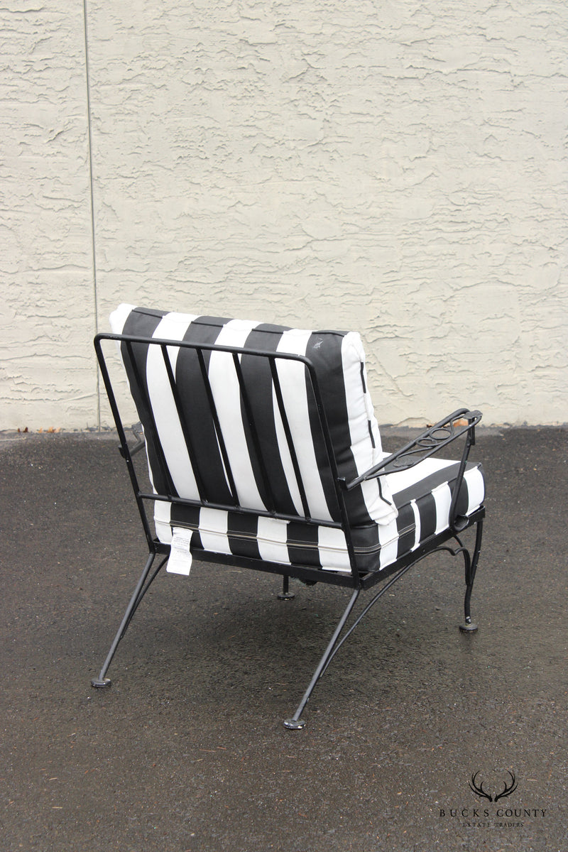 Vintage Pair Wrought Iron Outdoor Patio Lounge Chairs