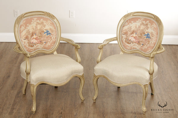Statesville French Provincial Style Pair of Fauteuil Armchairs