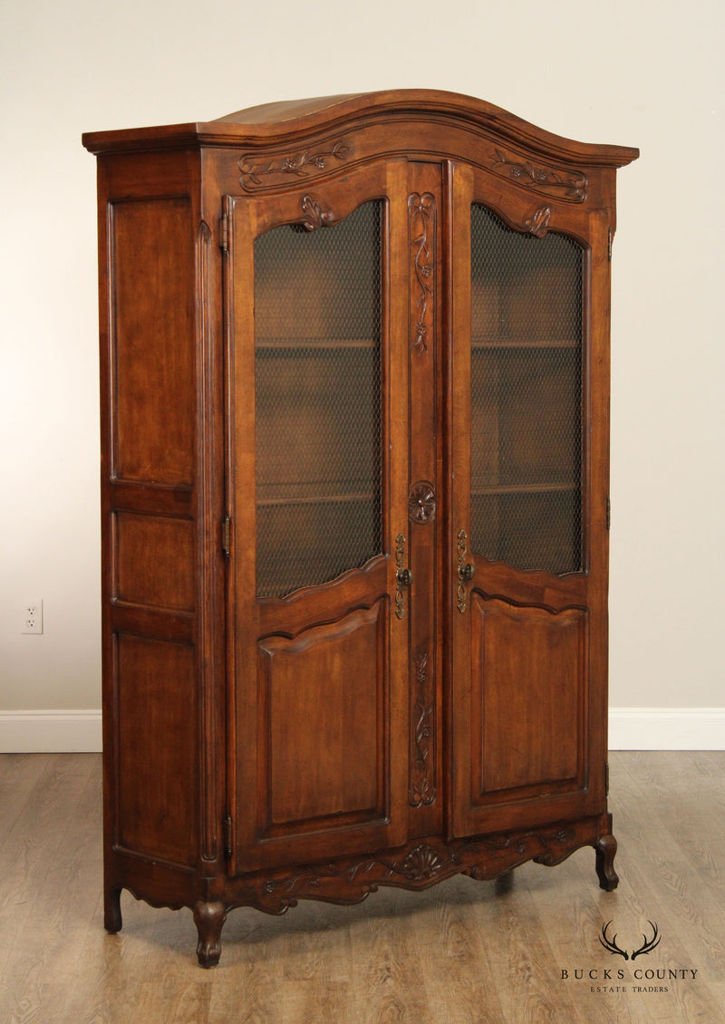 Wellesley Guild French Country Style Hand Carved Display Armoire Cabinet