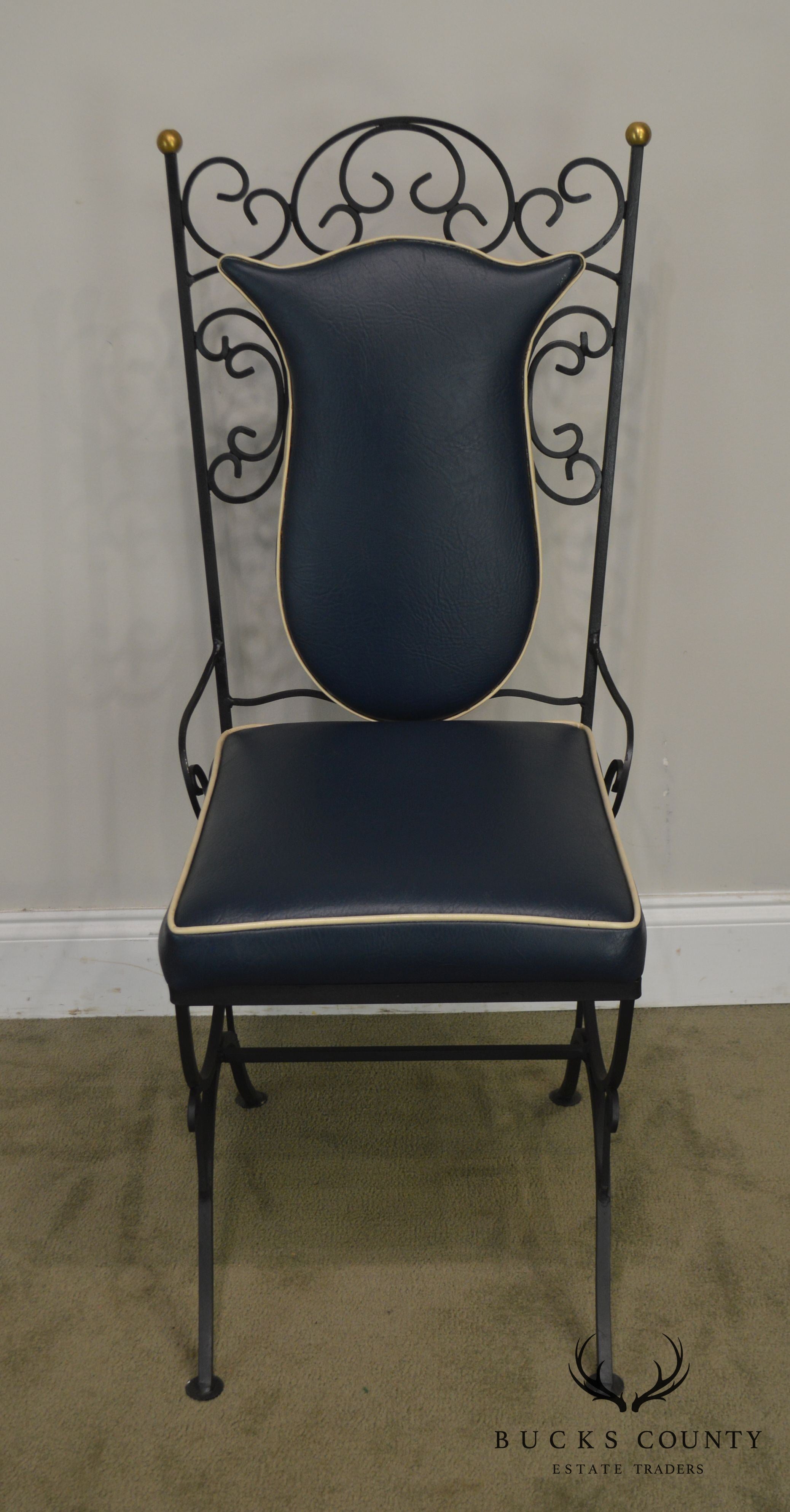 1950's Vintage Custom Quality Scrolled Wrought Iron Side Chair