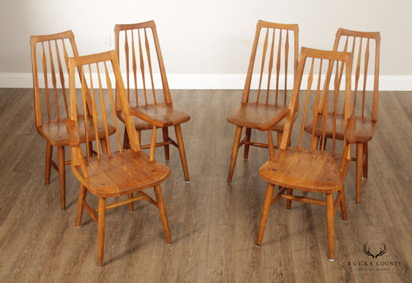 Ethan J Perry Studio Crafted Set of Six Spindle Back Oak Dining Chairs