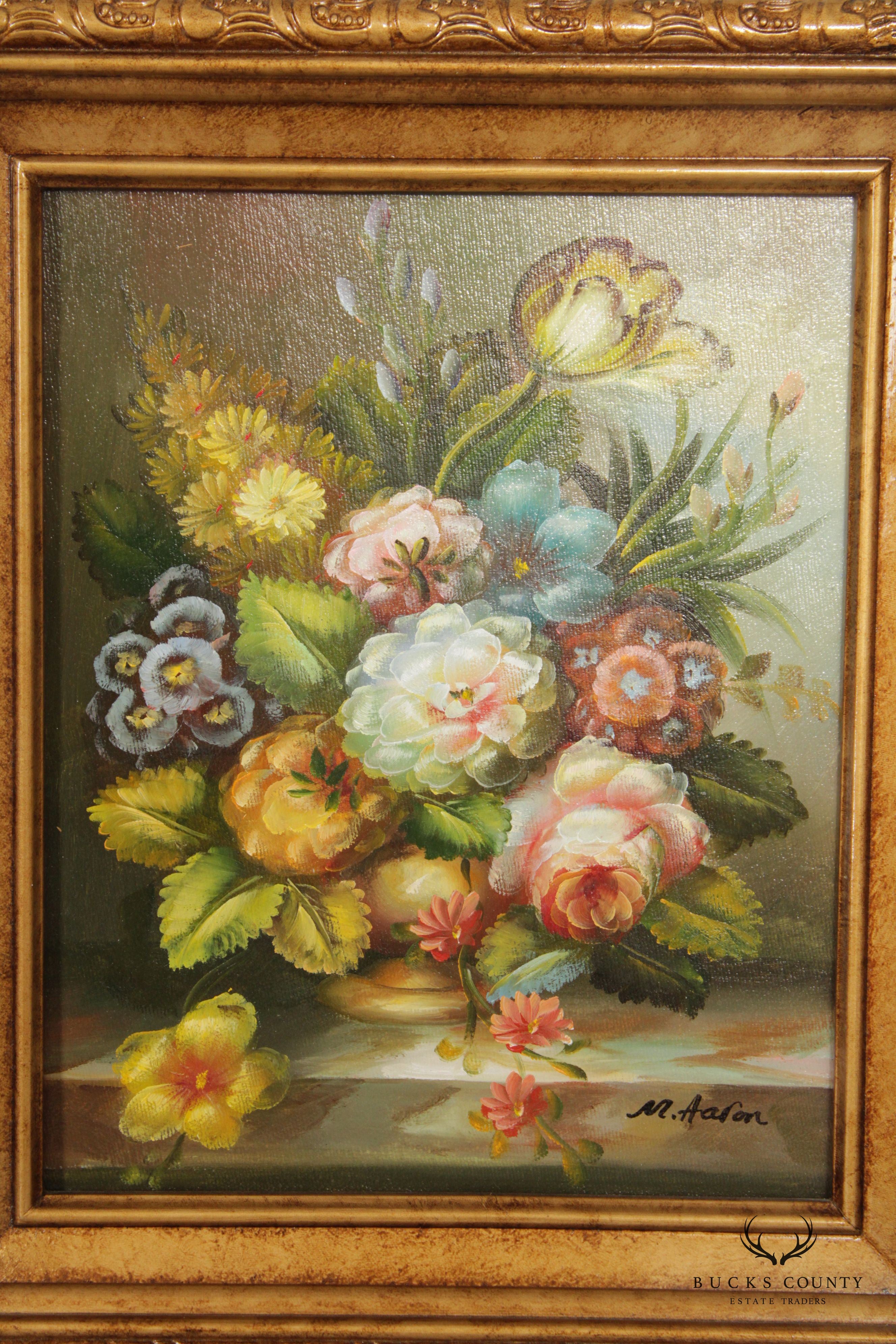 20th C. Floral Still Life Oil Painting, Signed 'M. Aaron'