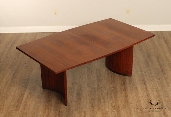 Danish Modern Style Walnut Double Pedestal Extendable Dining Table