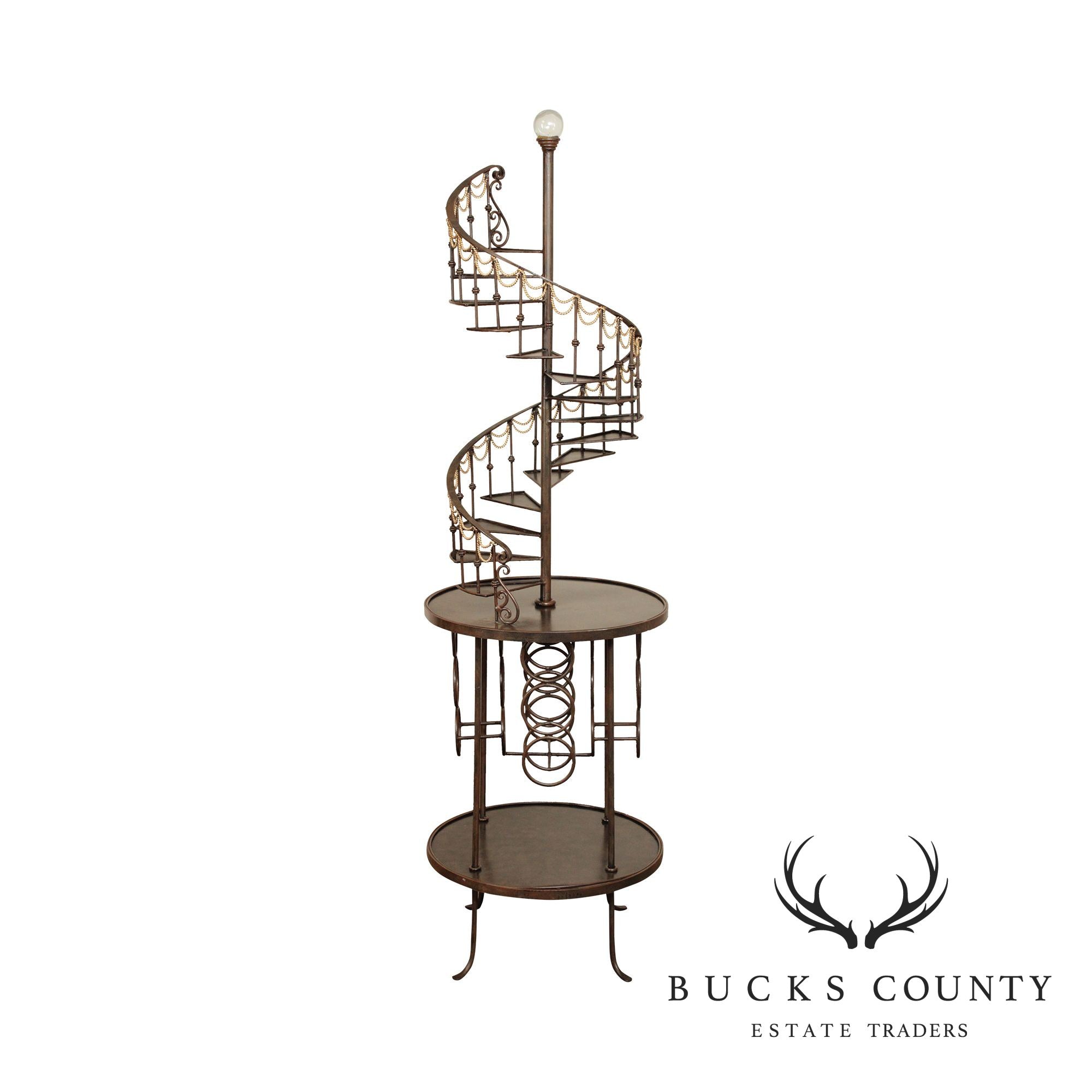 Quality Wrought Iron Spiral Staircase Etagere Wine Rack