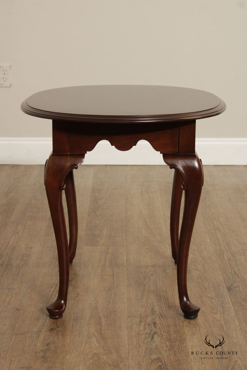 Ethan Allen 'Georgian Court' Queen Anne Style Carved Cherry End Table