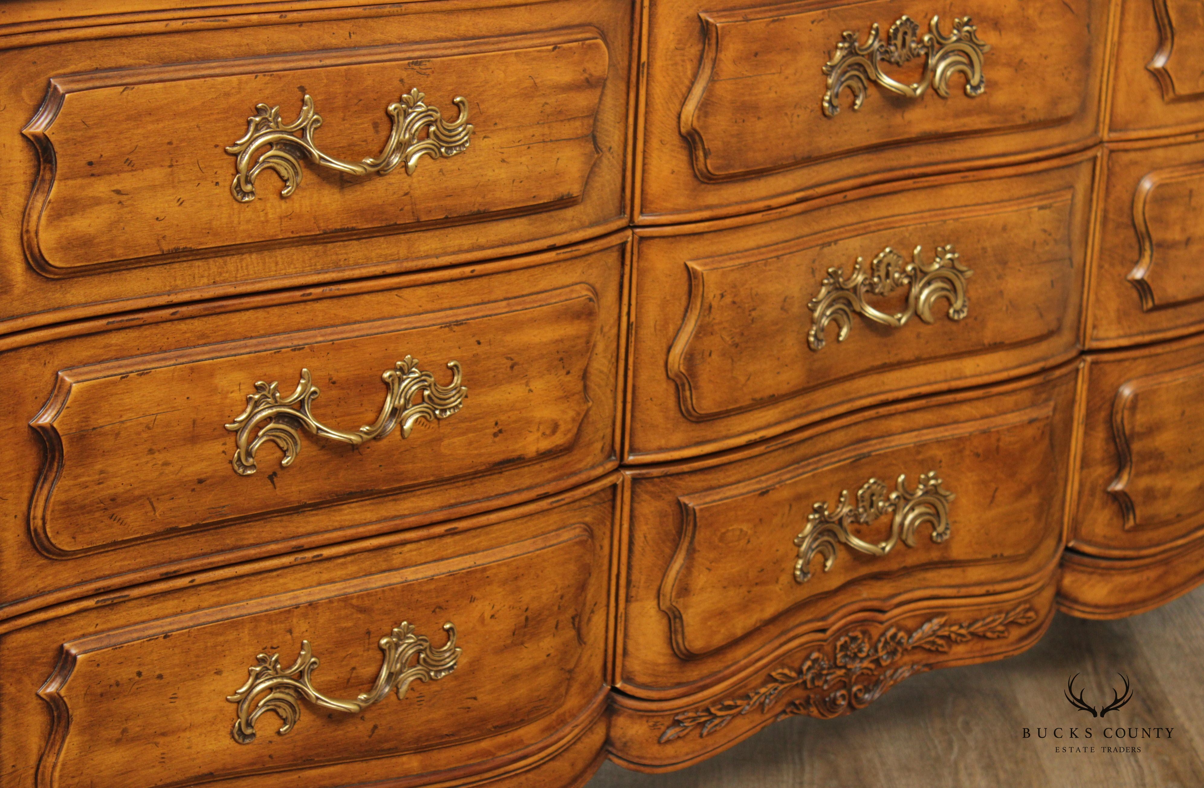 Henredon 'Villandry' French Provincial Style Walnut Triple Dresser