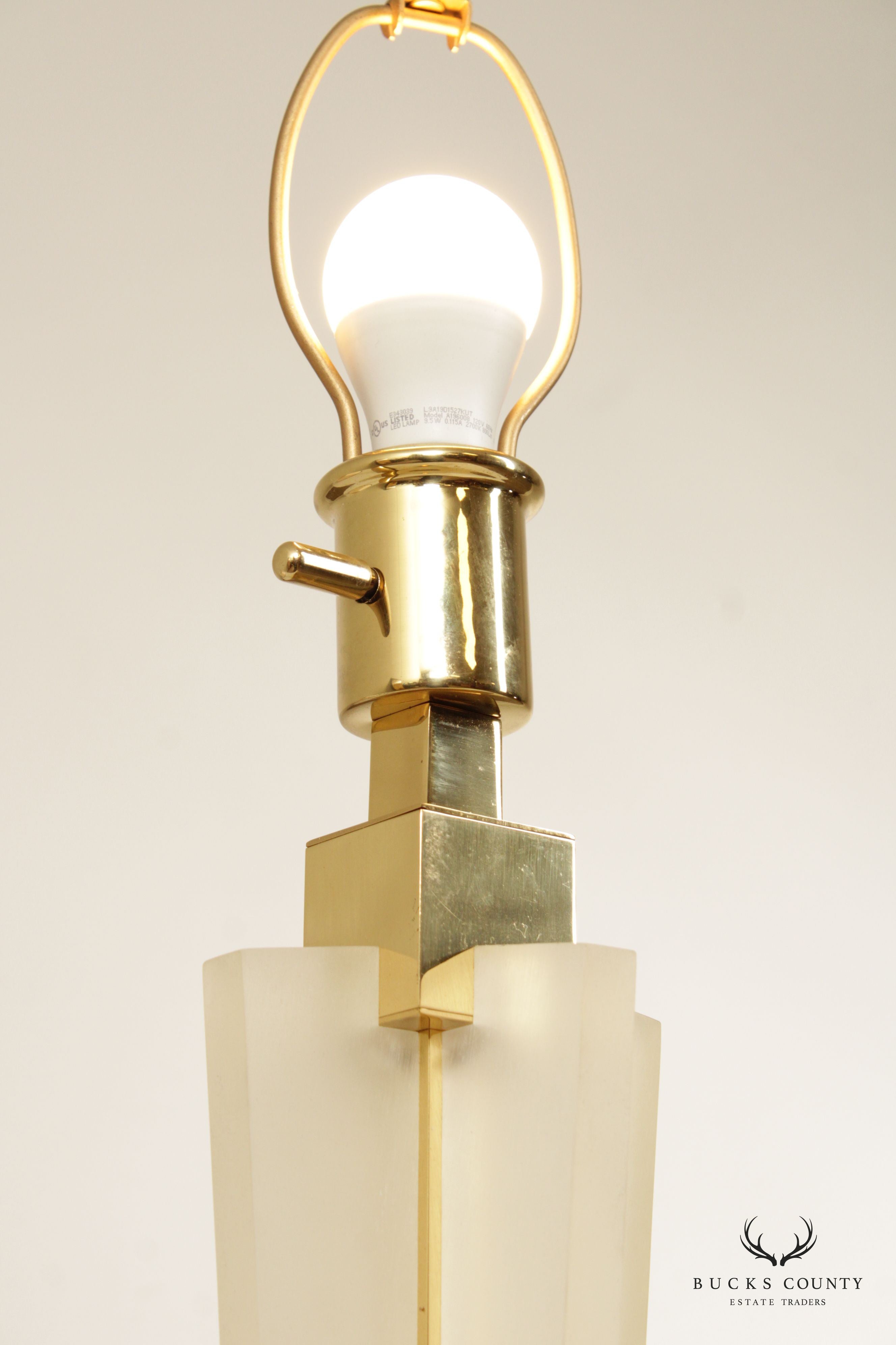 Frederick Cooper Art Deco Style Lucite Brass Table Lamp