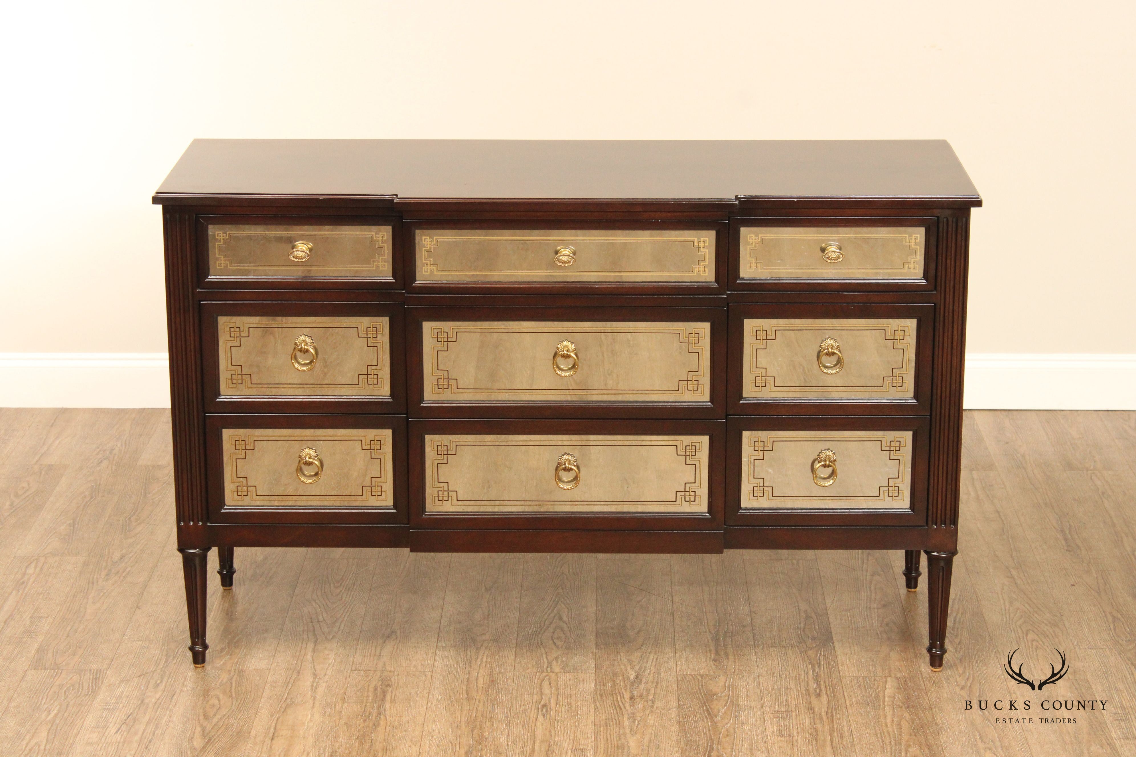 EJ Victor French Hollywood Regency Mirrored Triple Chest