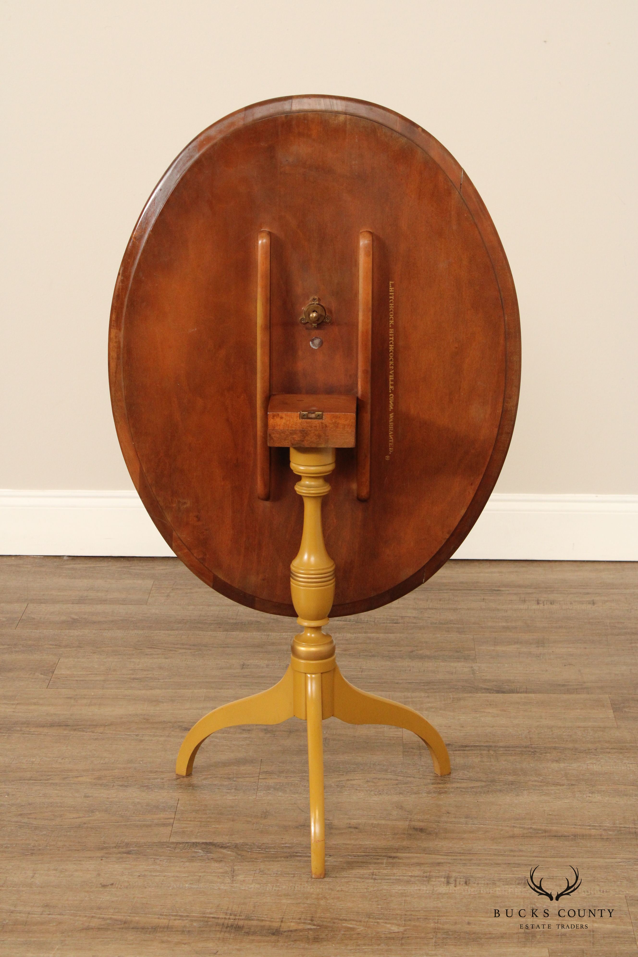 L. Hitchcock Federal Style Eagle Stenciled  Tilt-Top Table