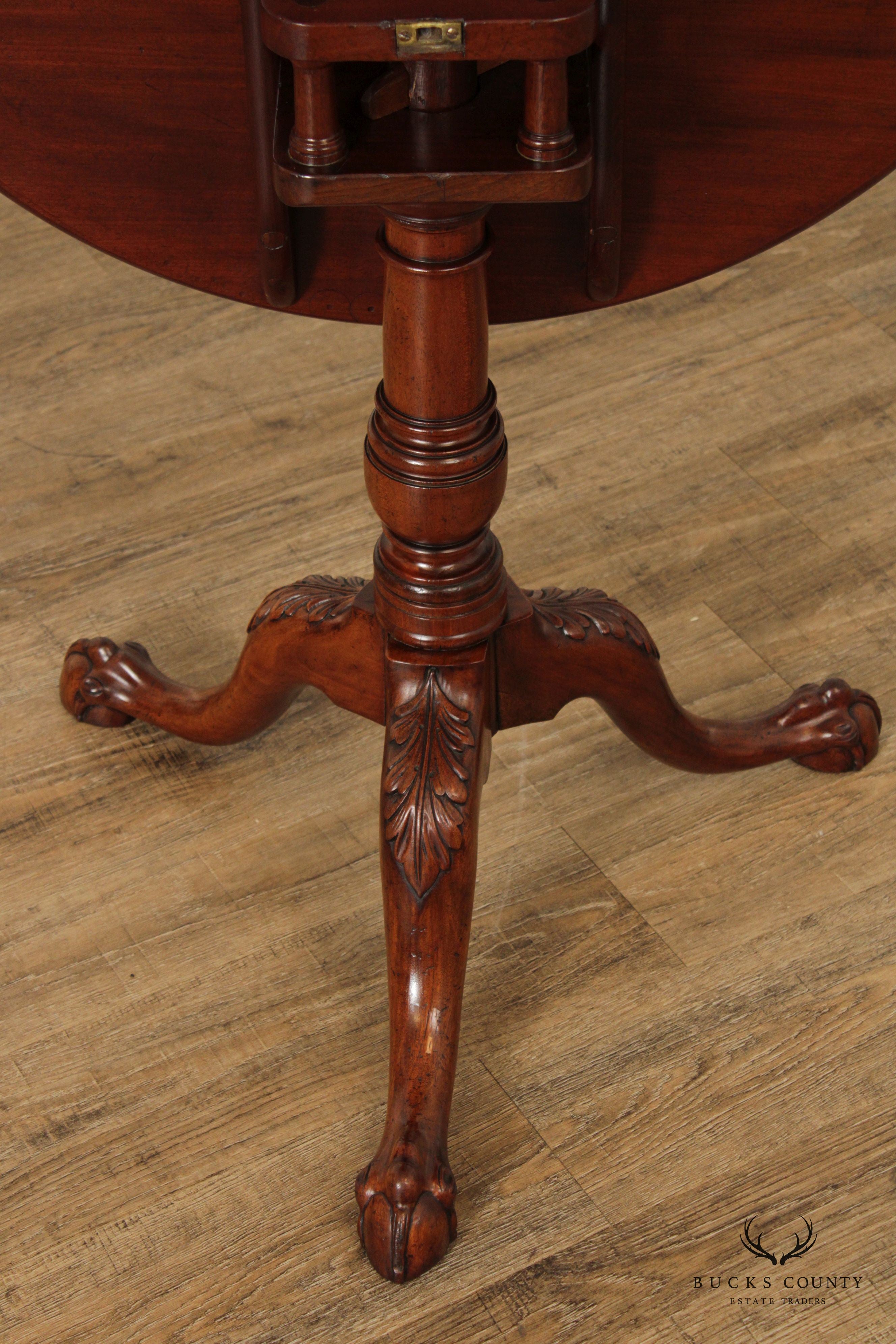 18th Century Philadelphia Mahogany Chippendale Style Tilt Top Tea Table