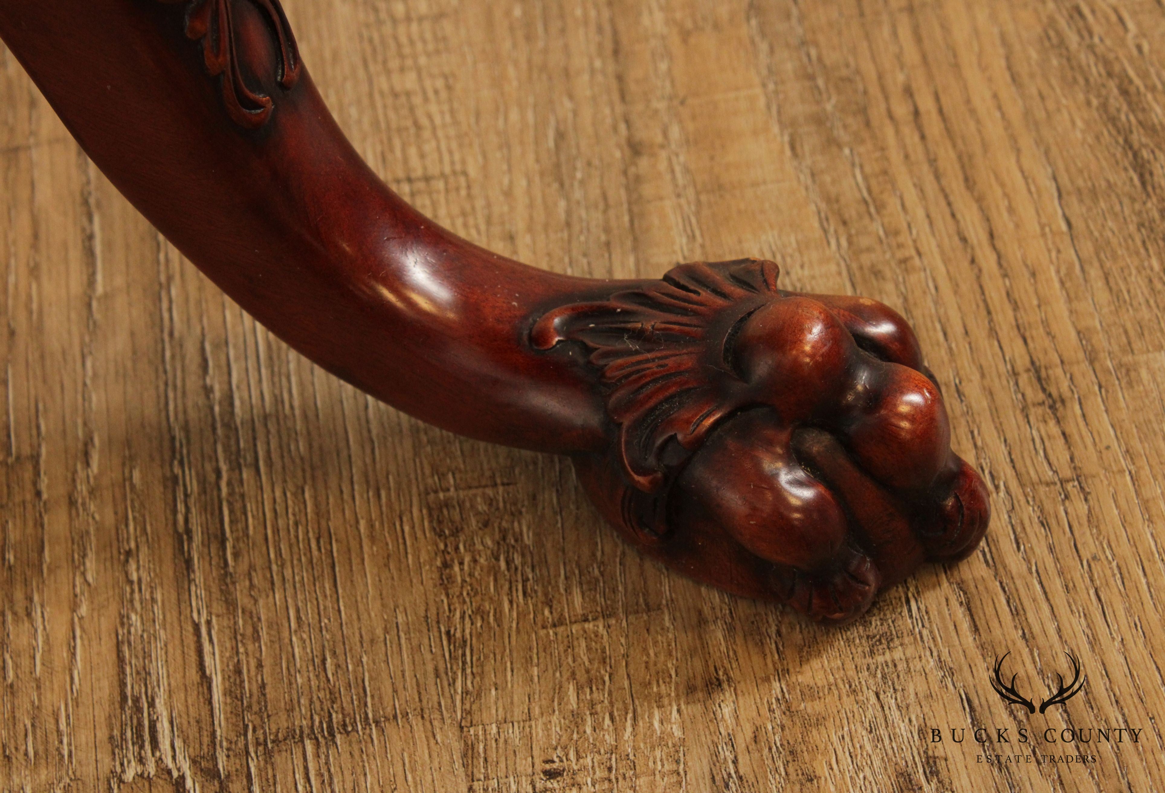 Georgian Style Carved Mahogany Pie Crust Claw Foot Side Table