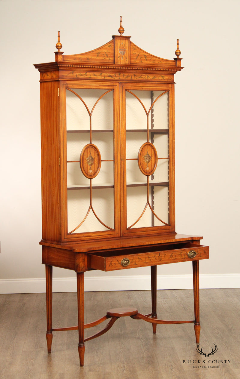 Yorkshire House Adam Style Satinwood Bookcase Display Cabinet