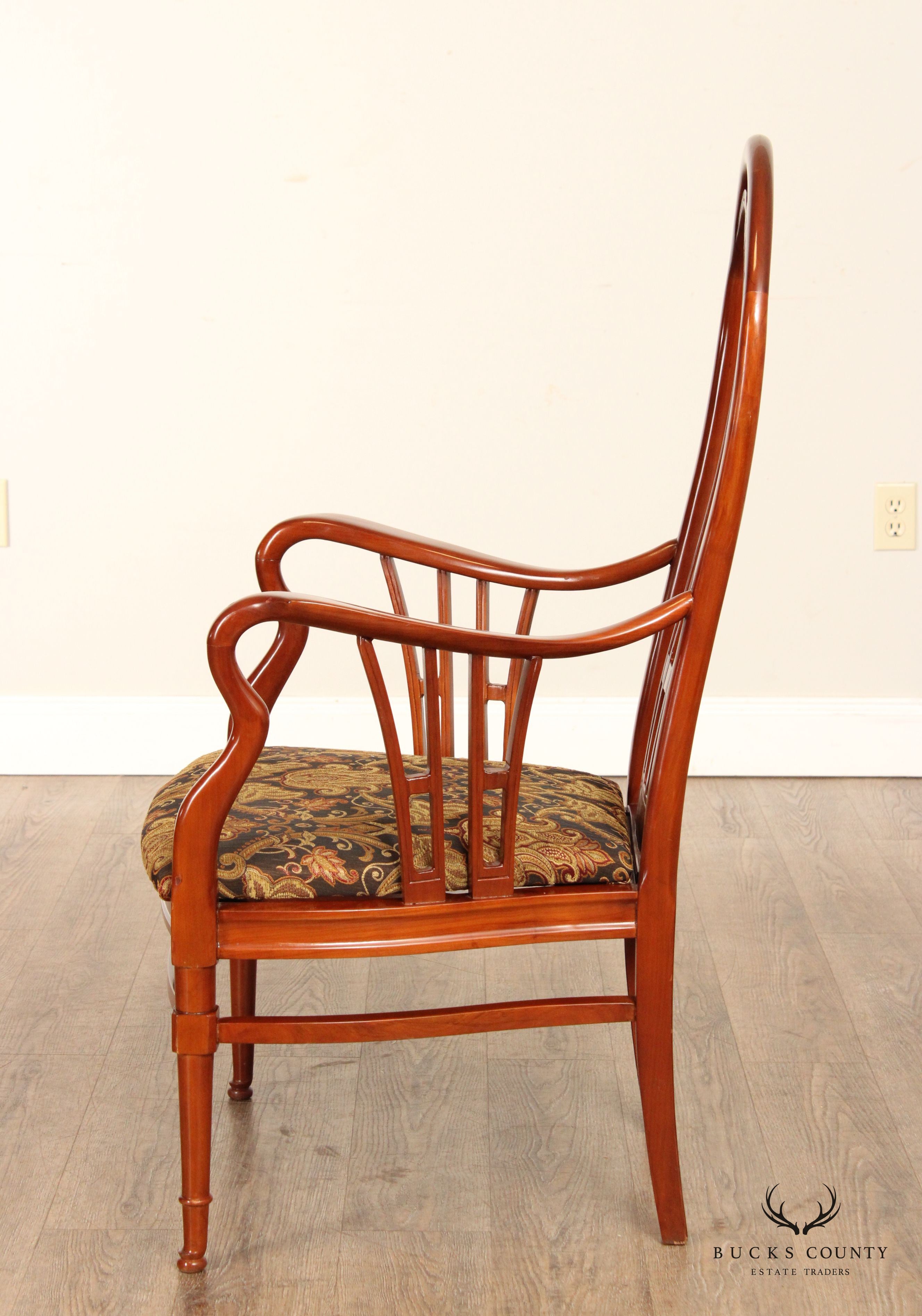 Vintage Pair of Carved High Balloon-Back Dining Armchairs