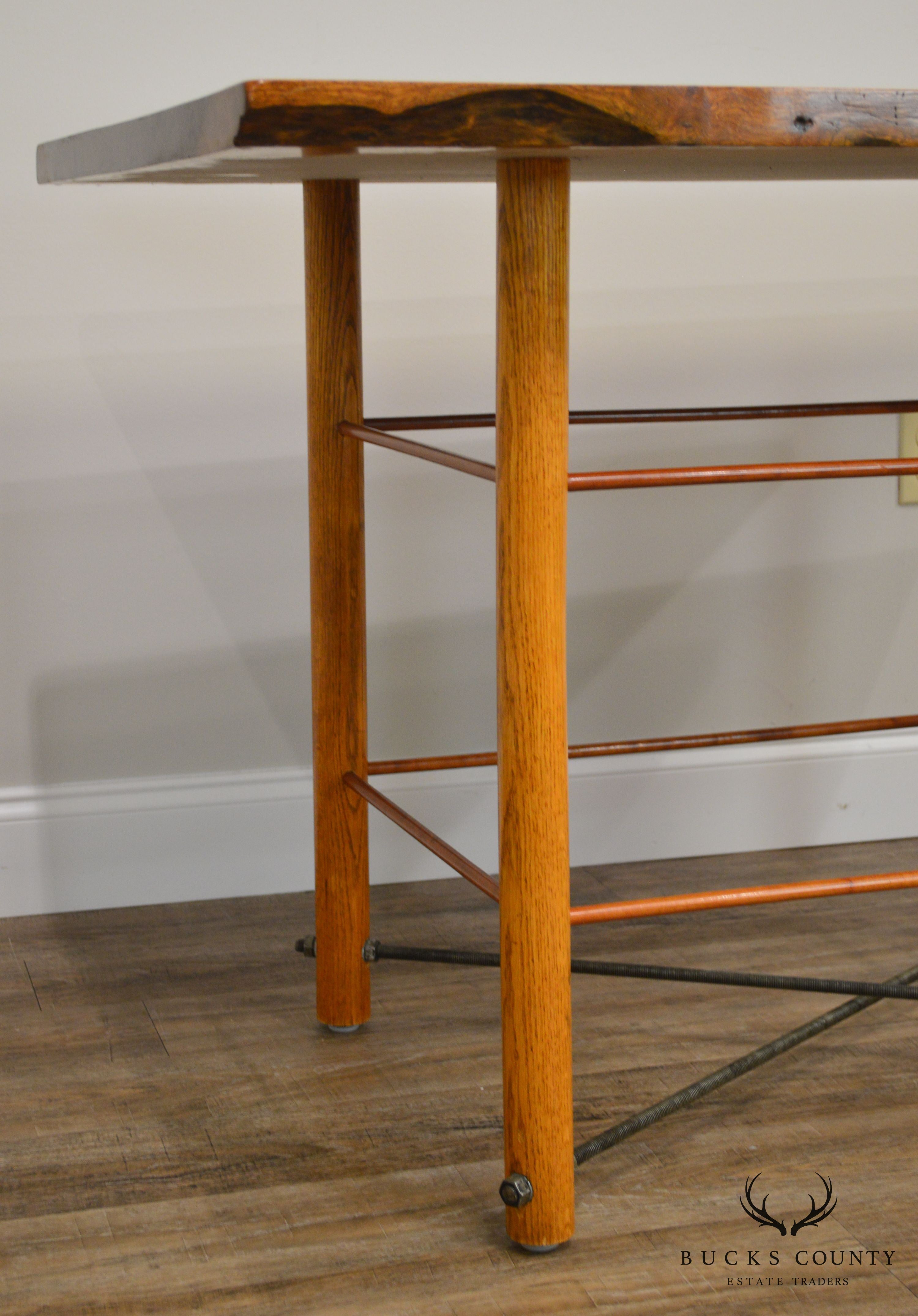 Exotic Rosewood top Studio Crafted Table with Bowtie and Cross