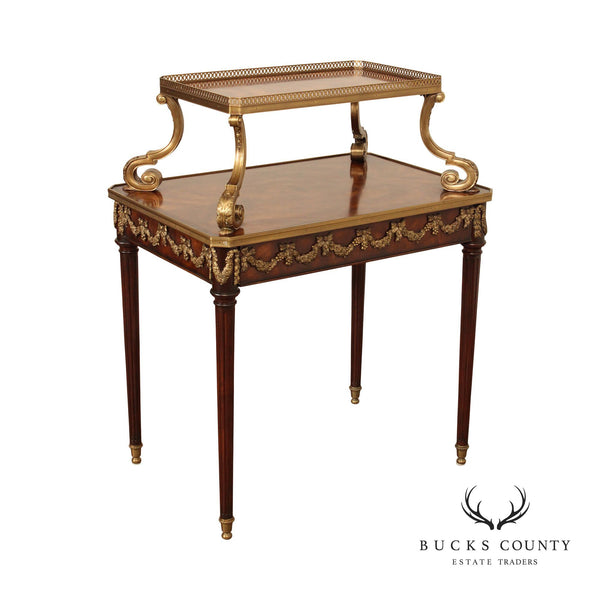 Theodore Alexander French Louis XVI Style Two Tier Display Table With Drawer
