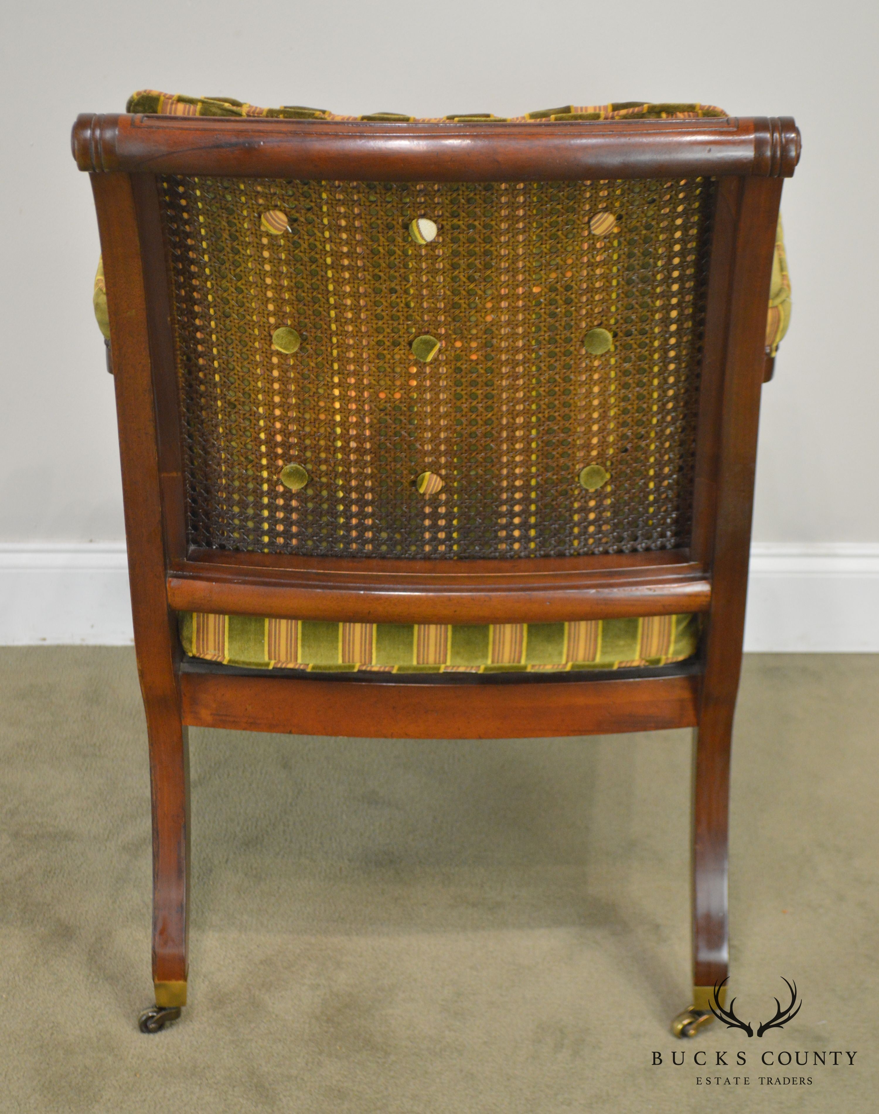 Baker Stately Homes Collection Regency Style Mahogany Cane Armchair