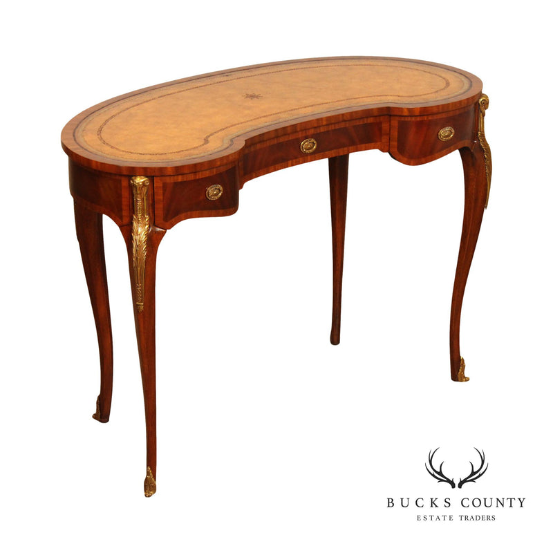 Maitland Smith French Louis XV Style Leather Top Mahogany Writing Desk