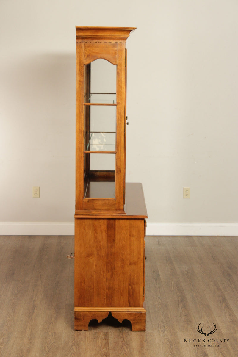 Ethan Allen 'Circa 1776' Two-Piece Maple China Display Cabinet