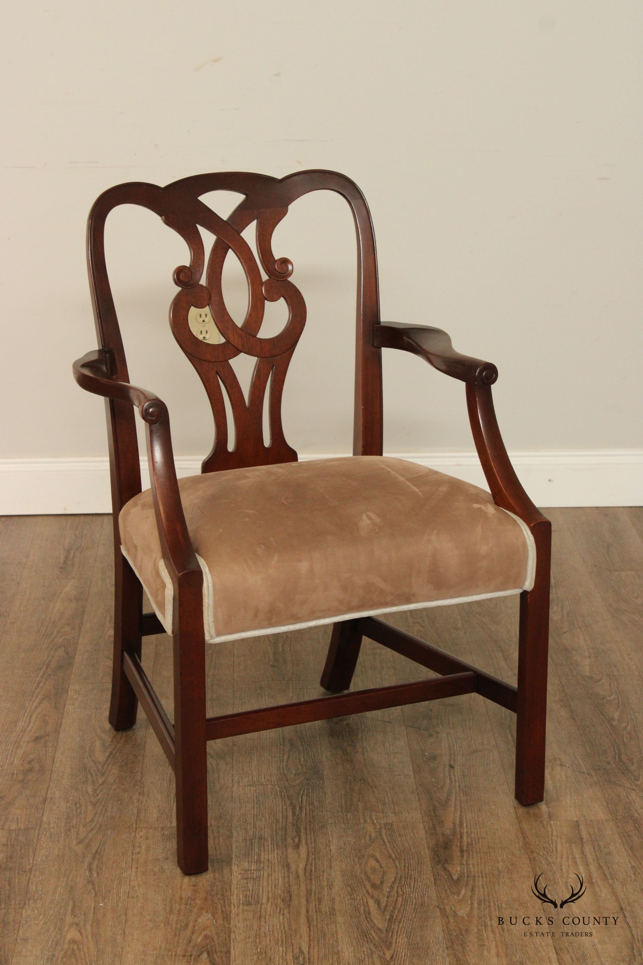 Baker Furniture Chippendale Style Vintage Set of Ten Carved Mahogany Dining Chairs