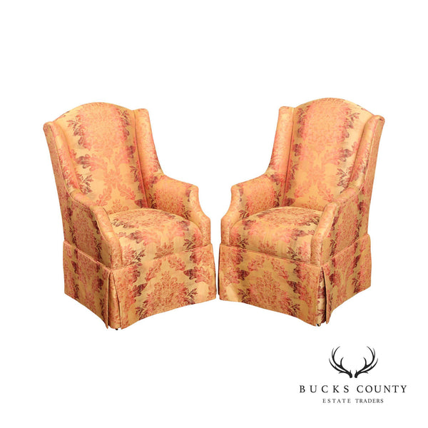 Custom Quality Upholstered Traditional Pair of Host Armchairs