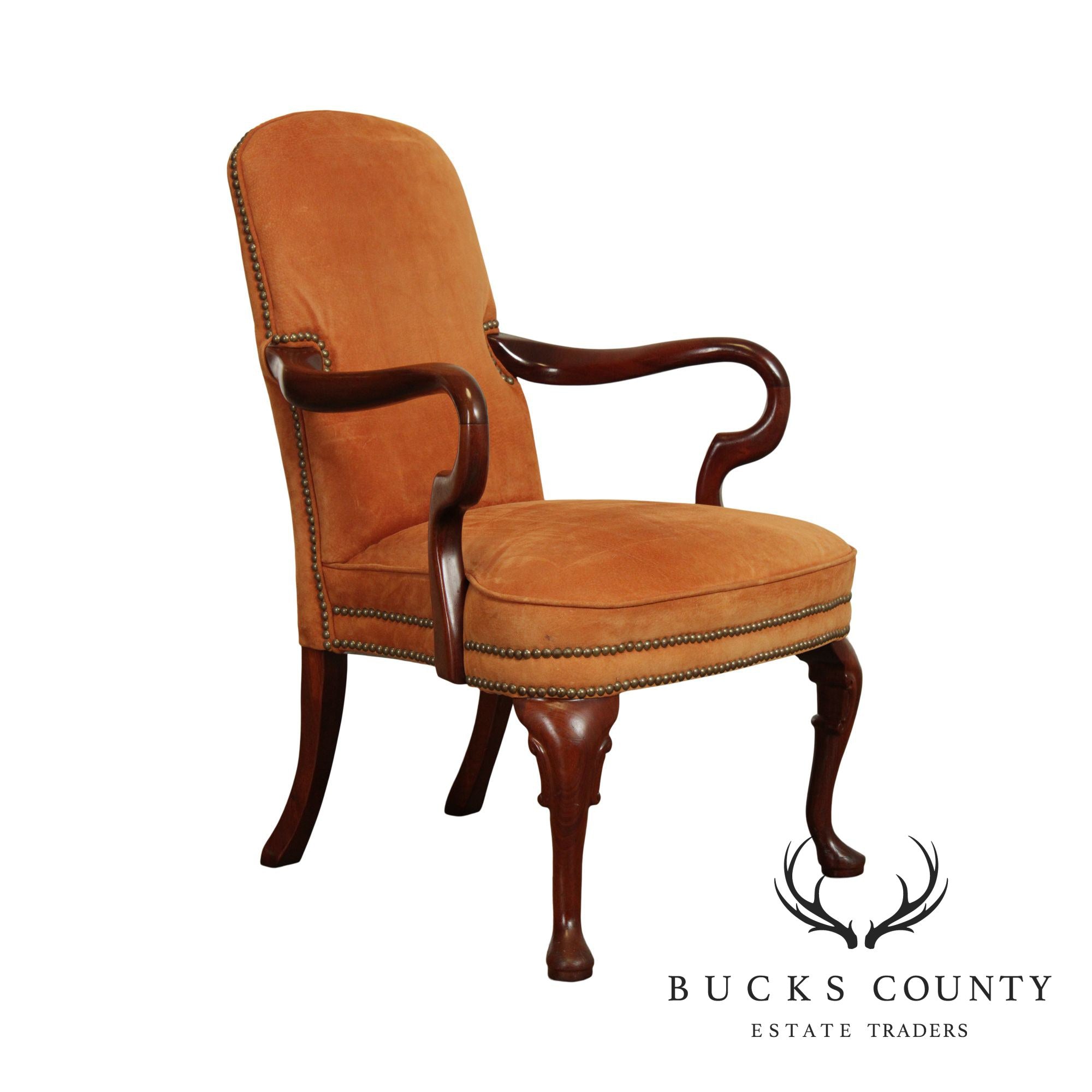 Queen Anne Style Mahogany Frame Armchair