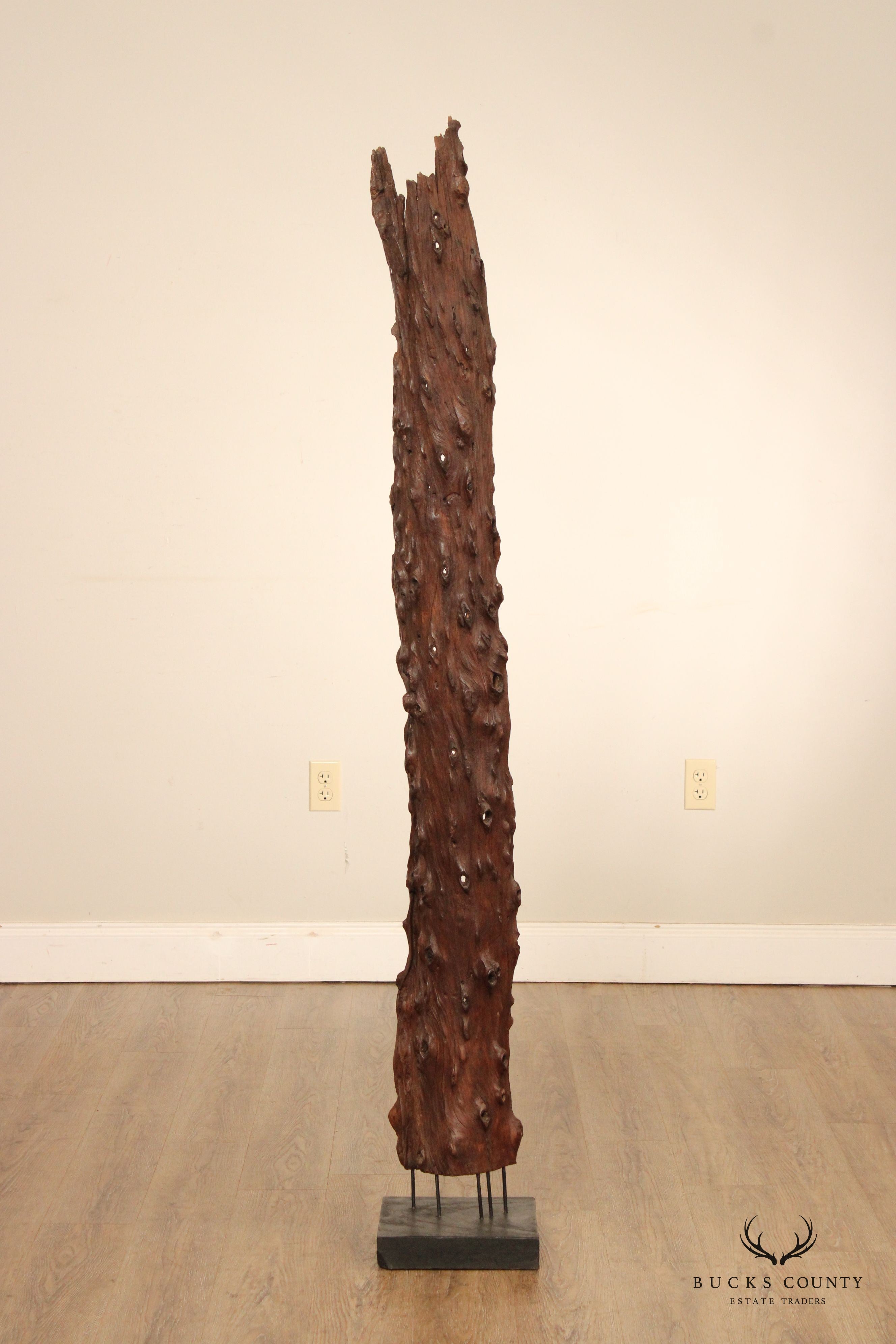 Vintage Abstract Reclaimed Natural Wood Tall Sculpture