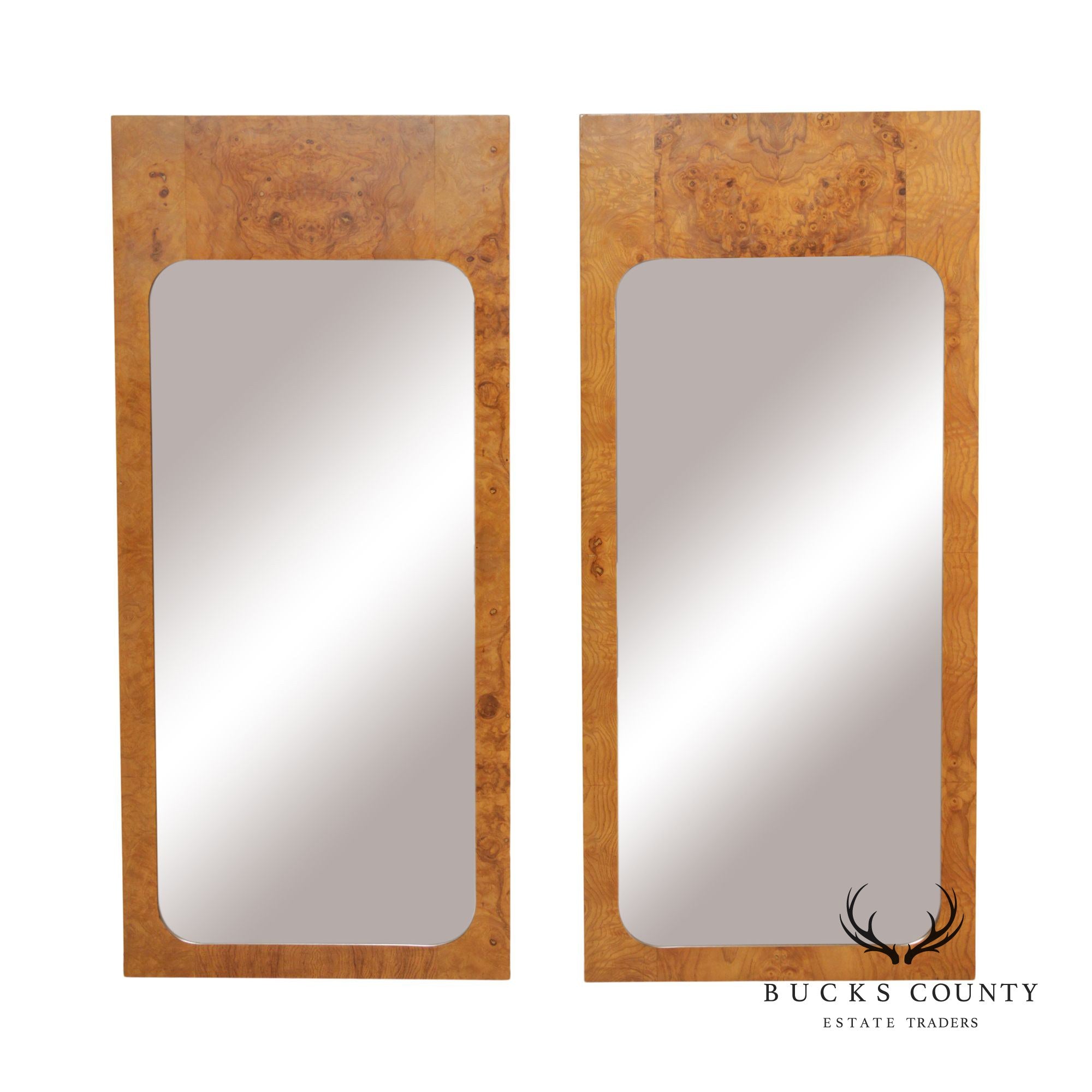 Lane Mid Century Modern Burlwood Accent Wall Mirrors