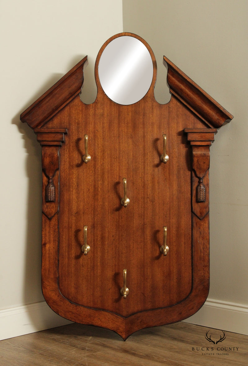 Neoclassical Style Carved Wood Wall-Hanging Hat Rack