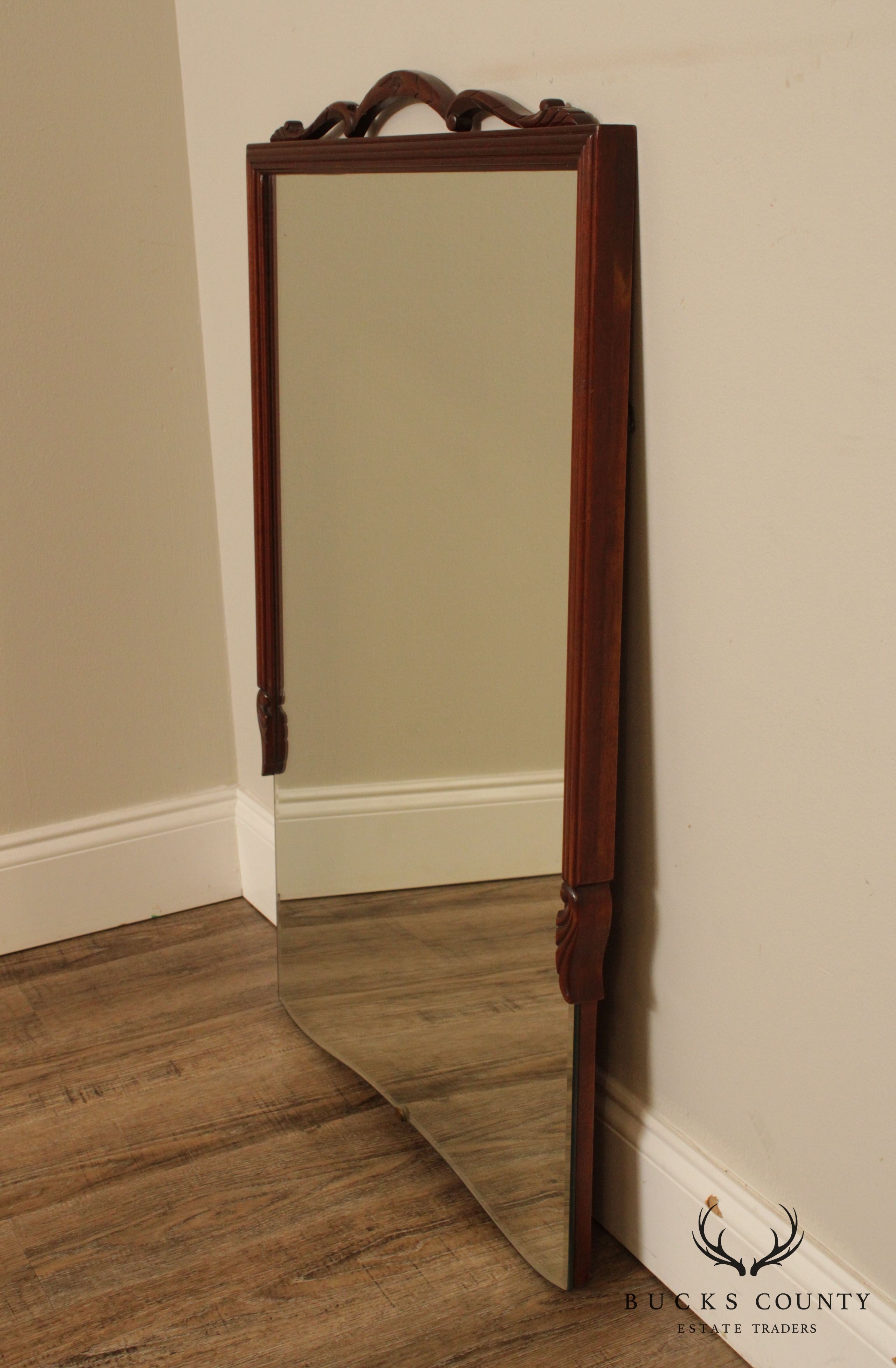 Vintage Mahogany French Art Deco Style Wall Mirror (A)