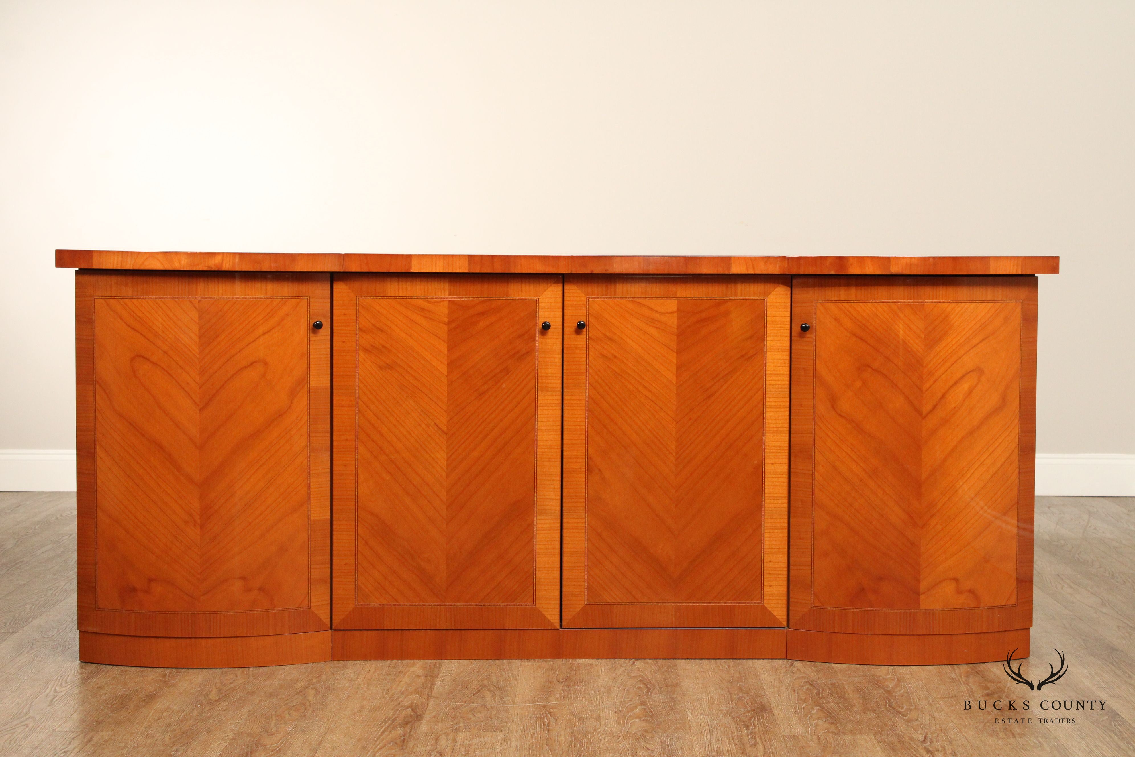 JOHN TURANO AND SONS ITALIAN LACQUERED CHERRY CHEVRON PATTERN SIDEBOARD