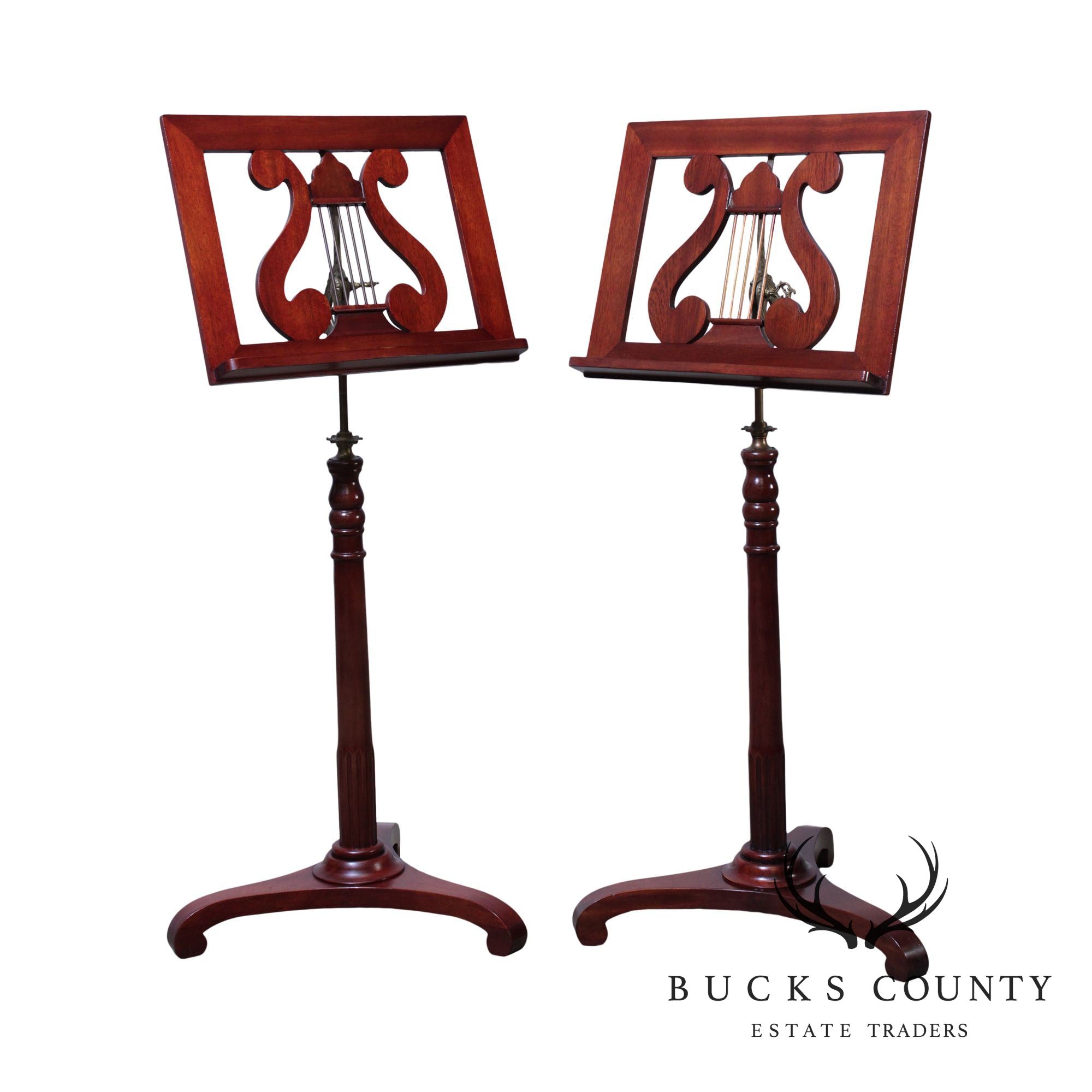 Quality Pair Mahogany Music Stands