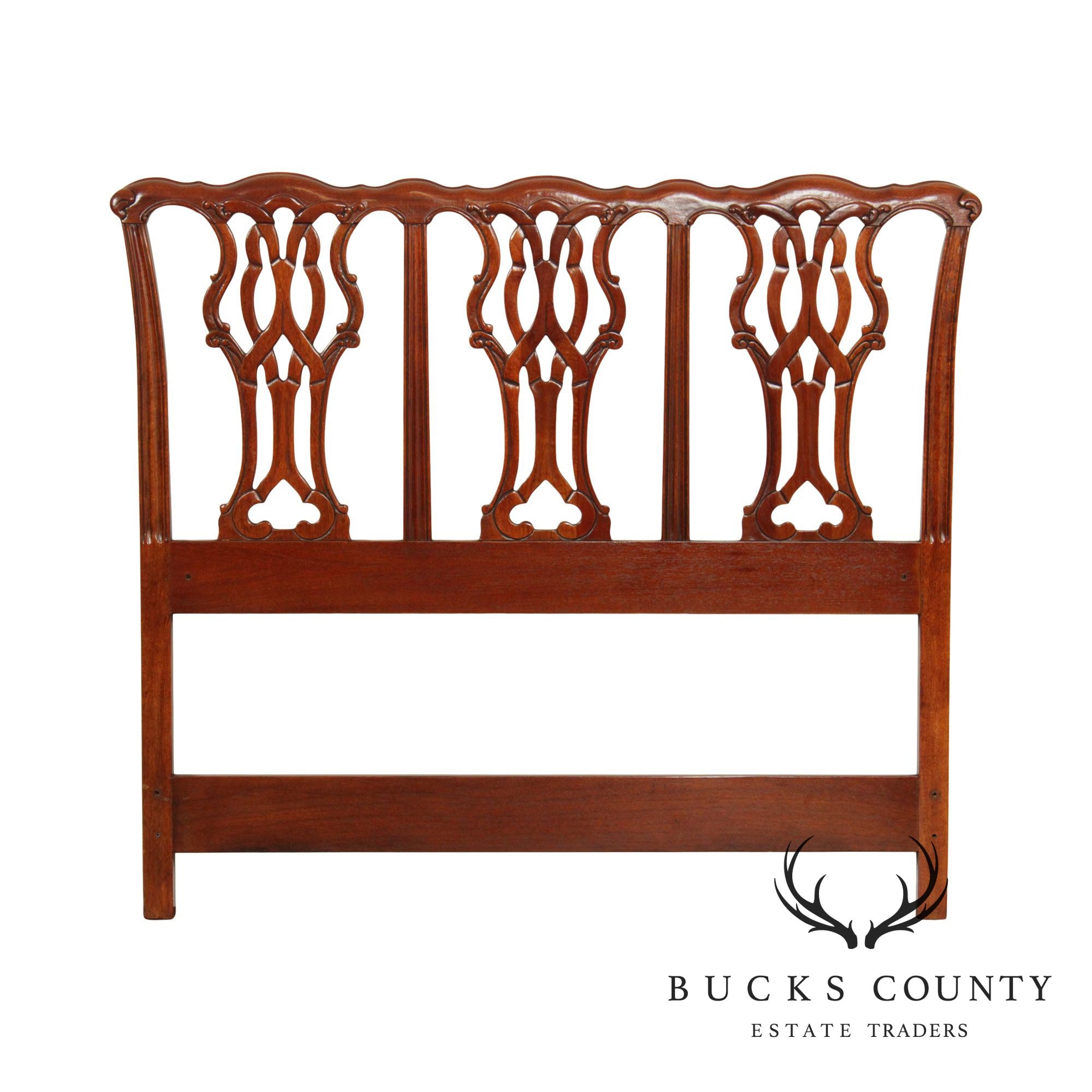 Chippendale Style Carved Mahogany Headboard (B)