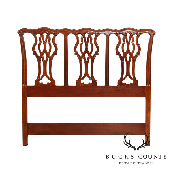 Chippendale Style Carved Mahogany Full Headboard (B)