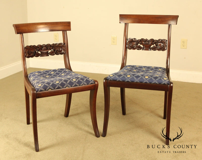 Potthast Bros Hand Crafted Set 2 Empire Style Mahogany Side Chairs