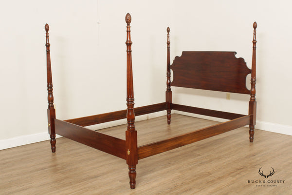 Statton Chippendale Style Queen Size Mahogany Four-Post Bed Frame